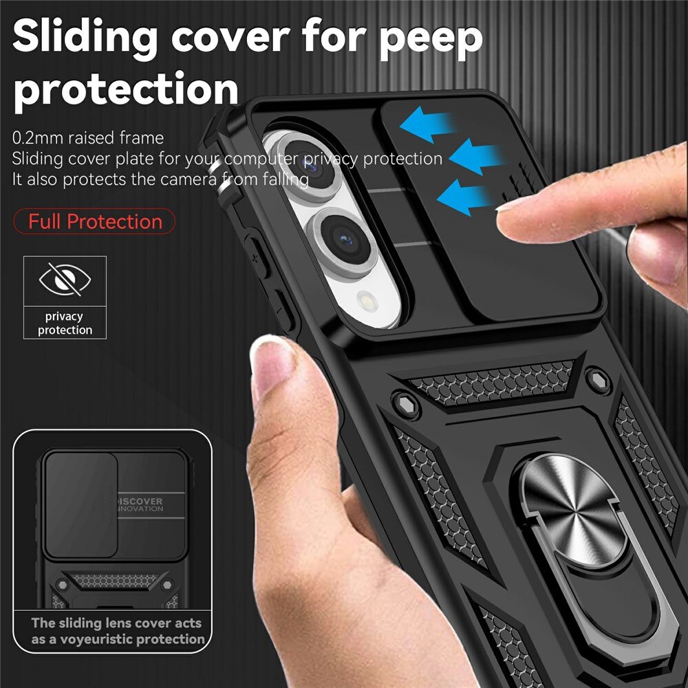 Coque Hybride Ring avec Protège Caméra Samsung Galaxy S25 Edge, Noir