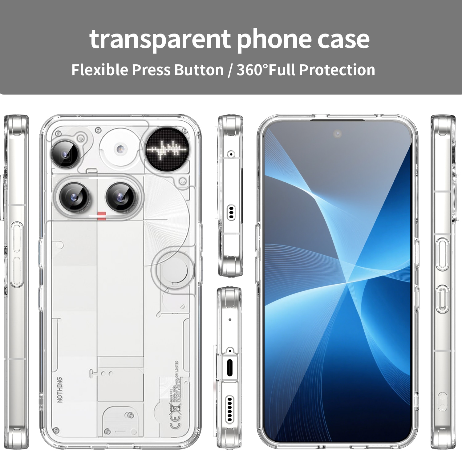 Coque hybride pour Nothing Phone 3, Transparent