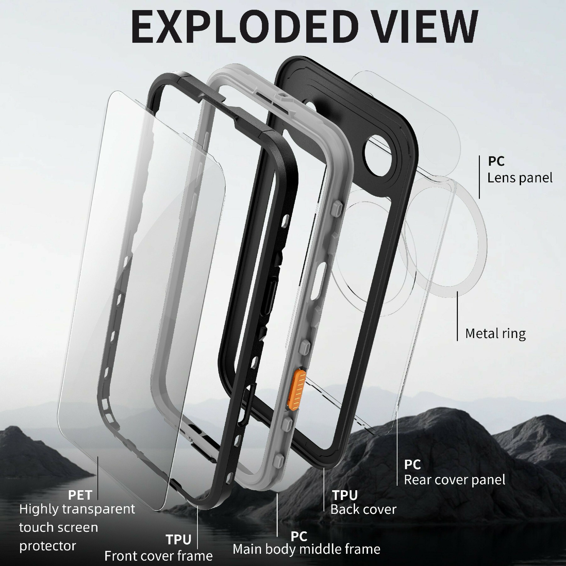 Coque étanche iPhone 17 Air, transparent