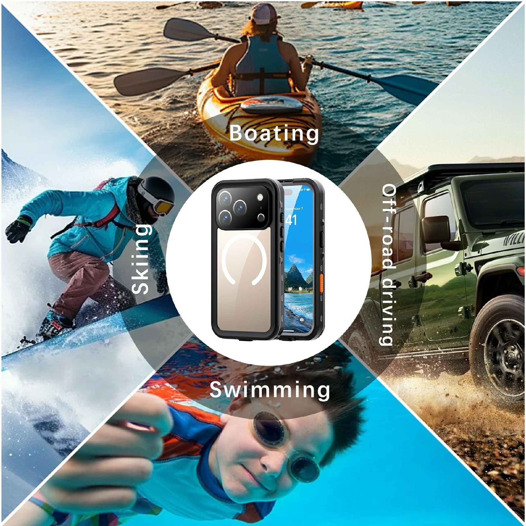 Coque étanche iPhone 17 Pro, transparent