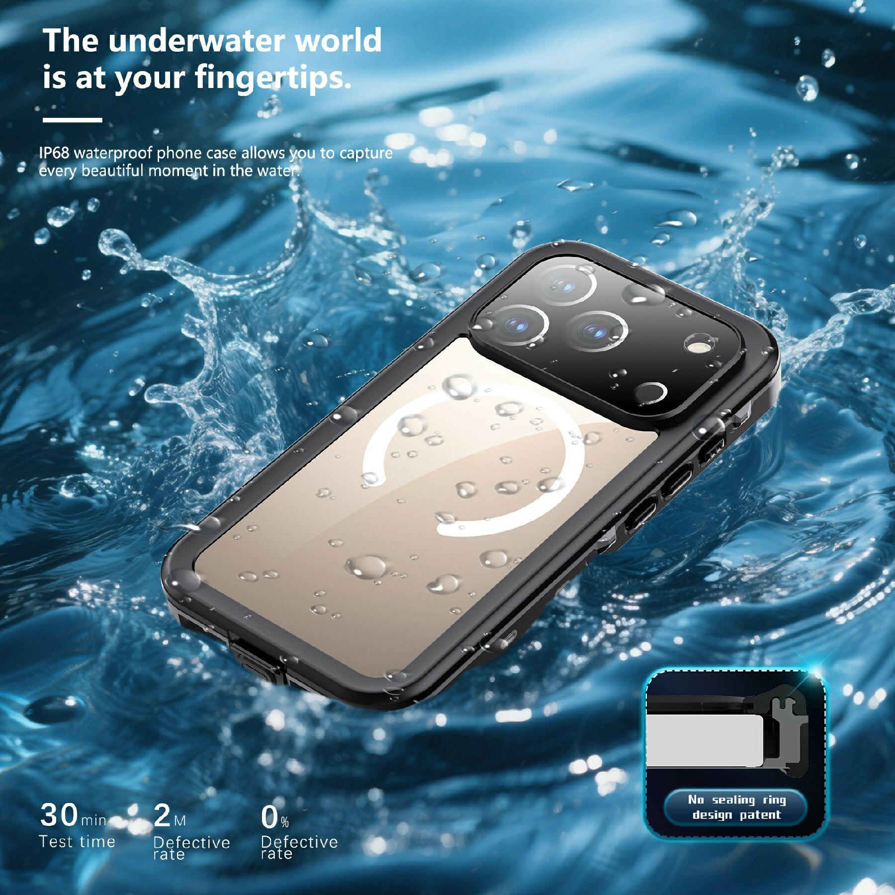 Coque étanche iPhone 17 Pro, transparent