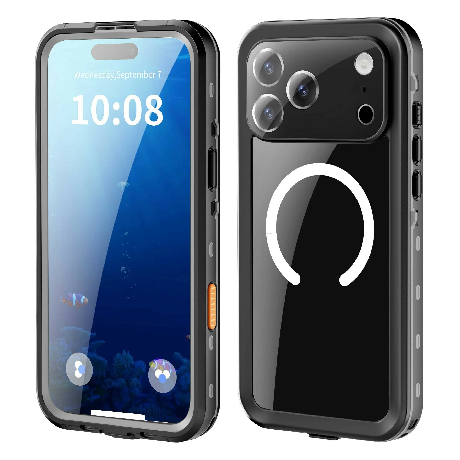 Coque étanche iPhone 17 Pro Max, transparent