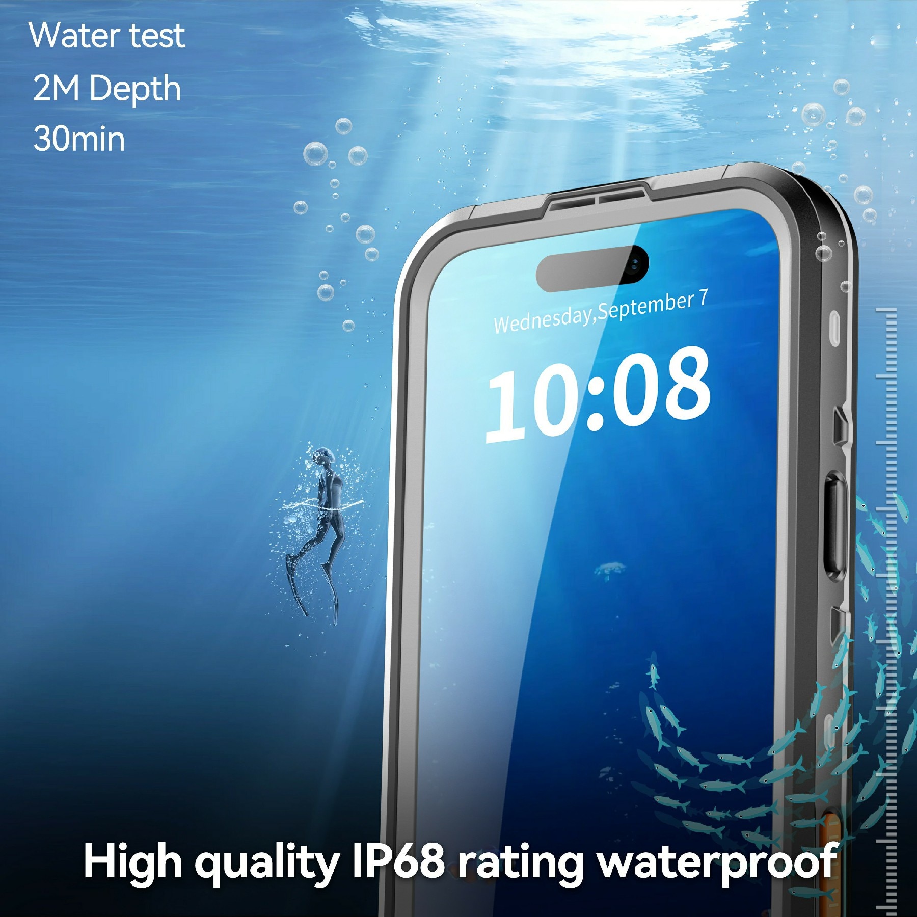 Coque étanche iPhone 17 Pro Max, transparent