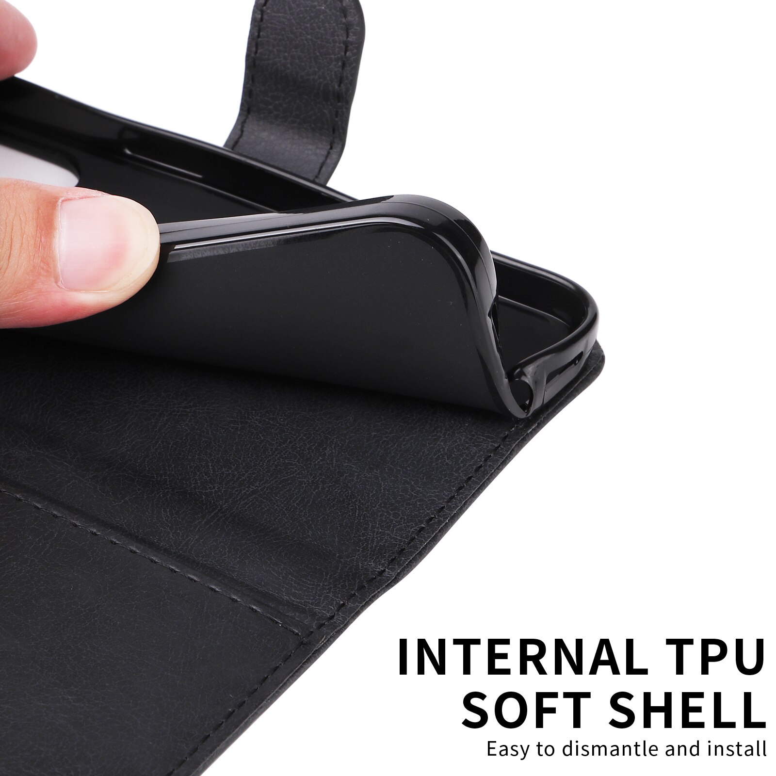 Étui portefeuille Xiaomi Redmi 15C, noir