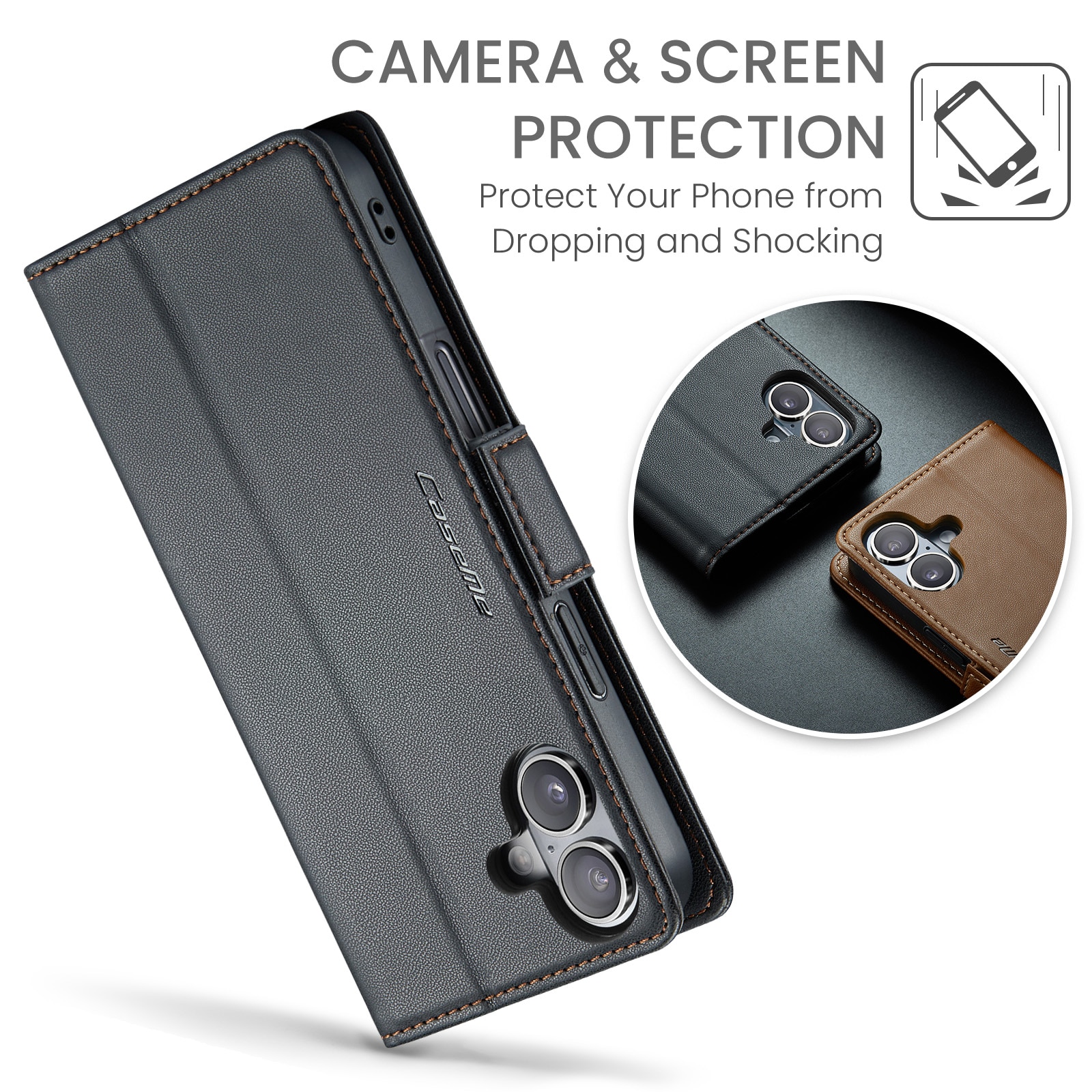 Étui portefeuille mince anti-RFID iPhone 17, Noir