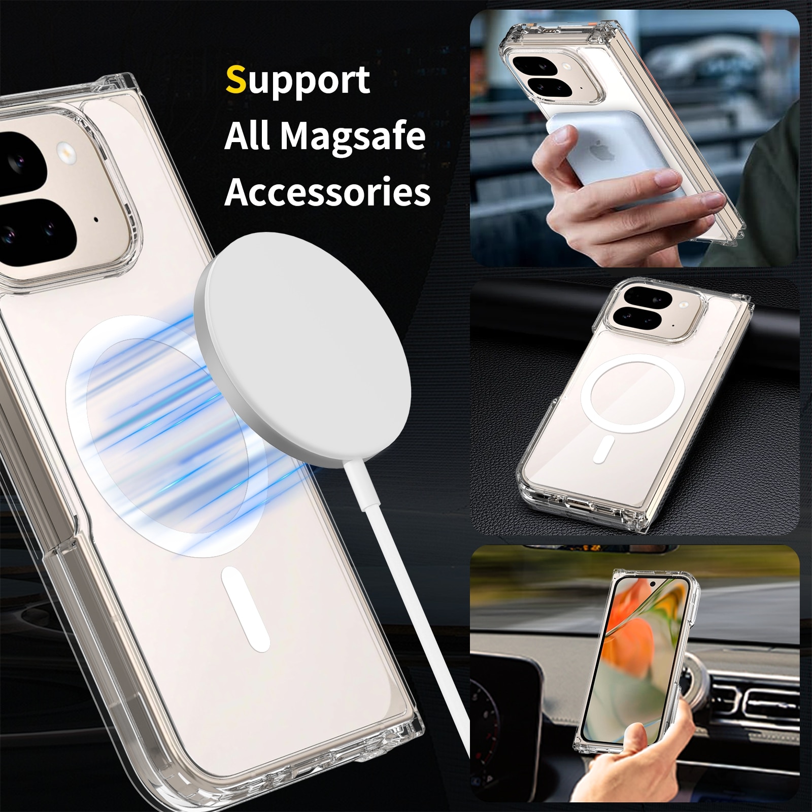 Coque hybride MagSafe Google Pixel 10 Pro Fold Transparent