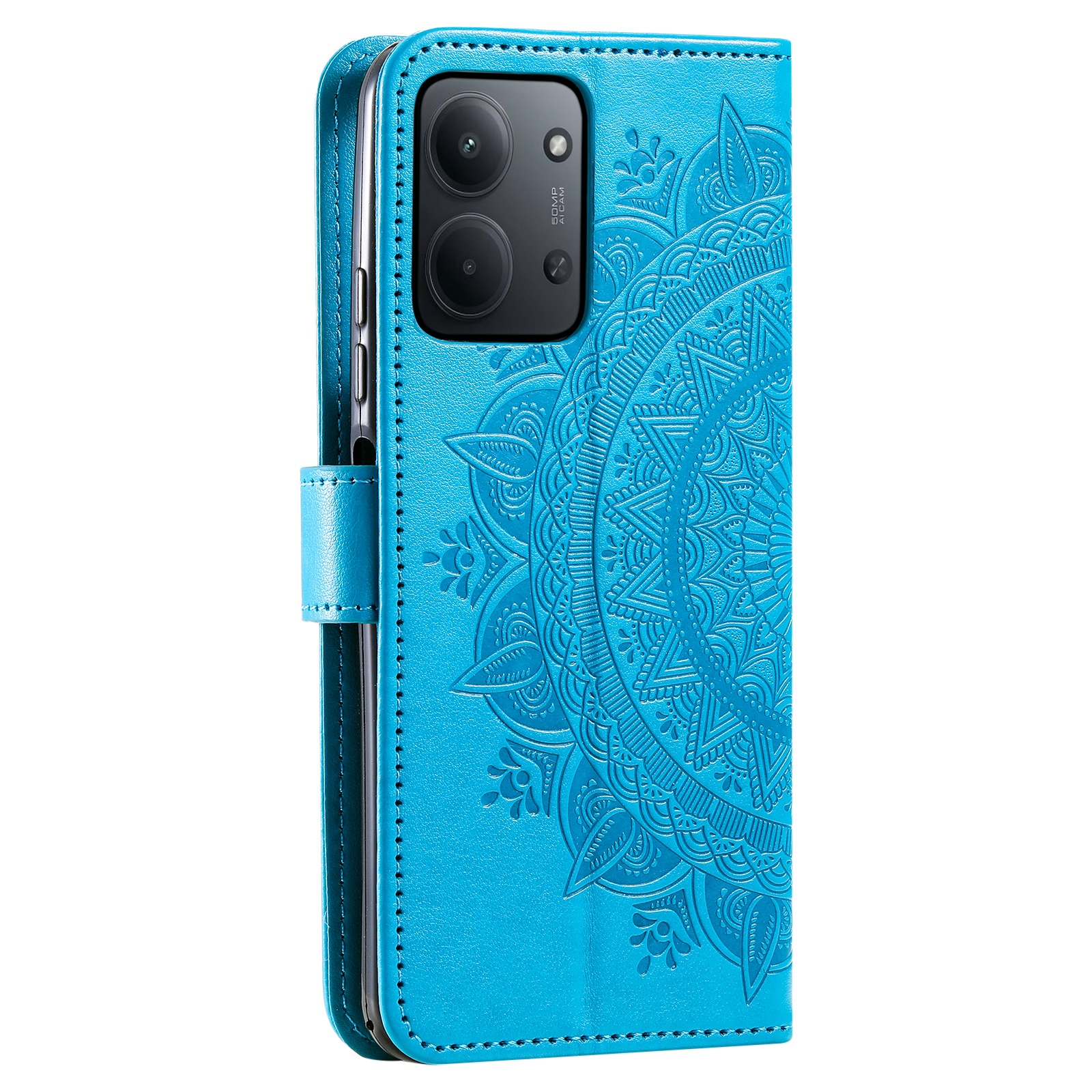 Étui en cuir Mandala Xiaomi Redmi 15C, Bleu