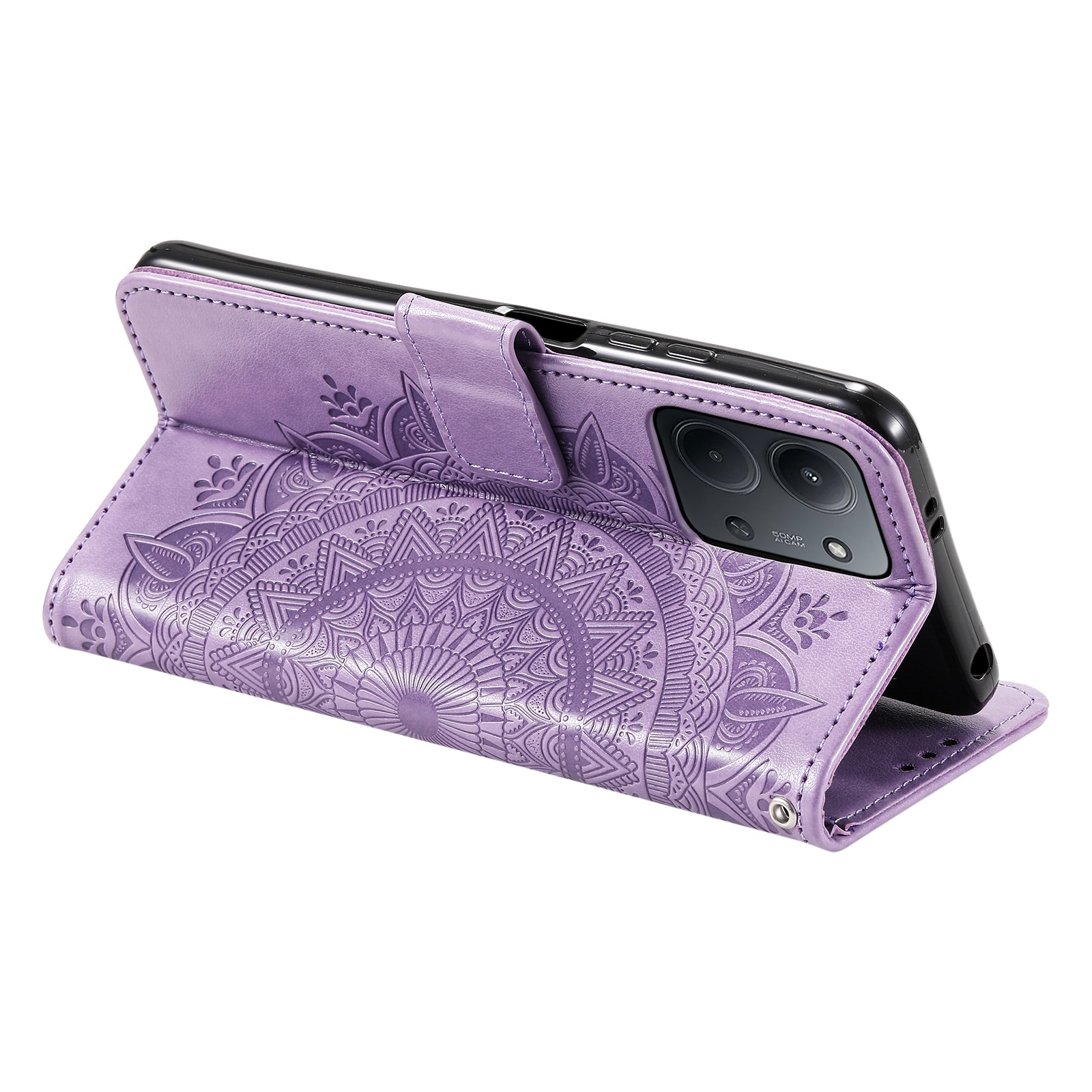 Étui en cuir Mandala Xiaomi Redmi 15C, Violet