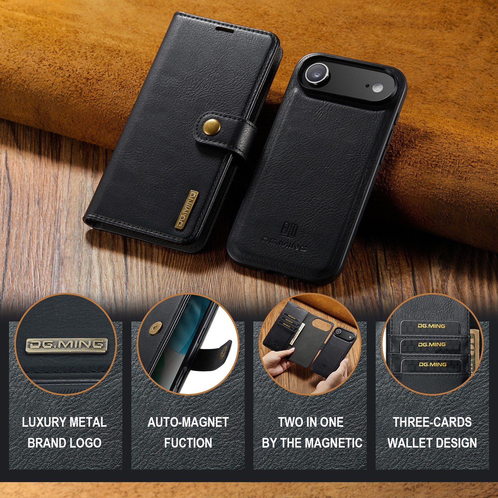 Étui portefeuille Magnet Wallet iPhone 17 Air, Black
