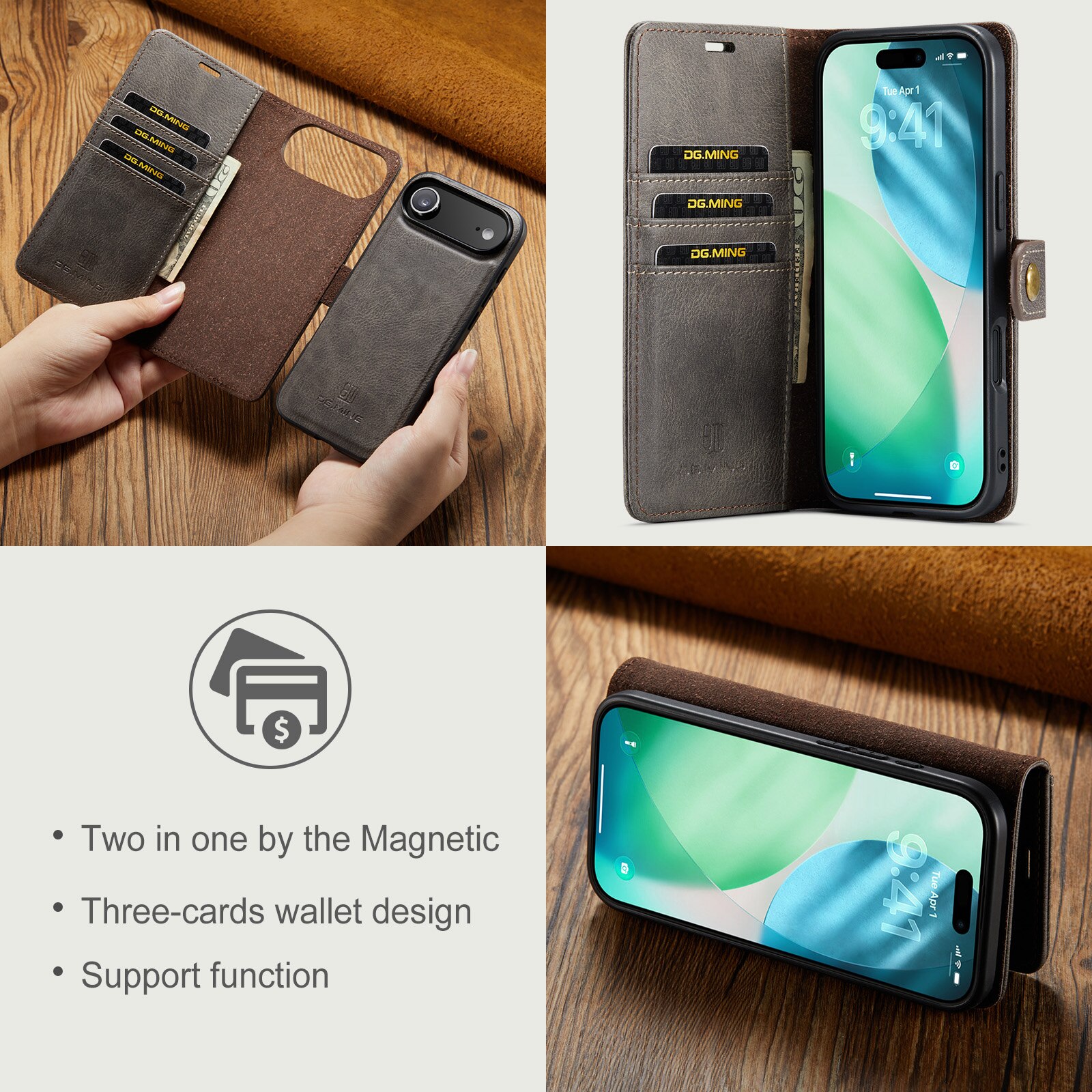 Étui portefeuille Magnet Wallet iPhone 17 Air, Brown