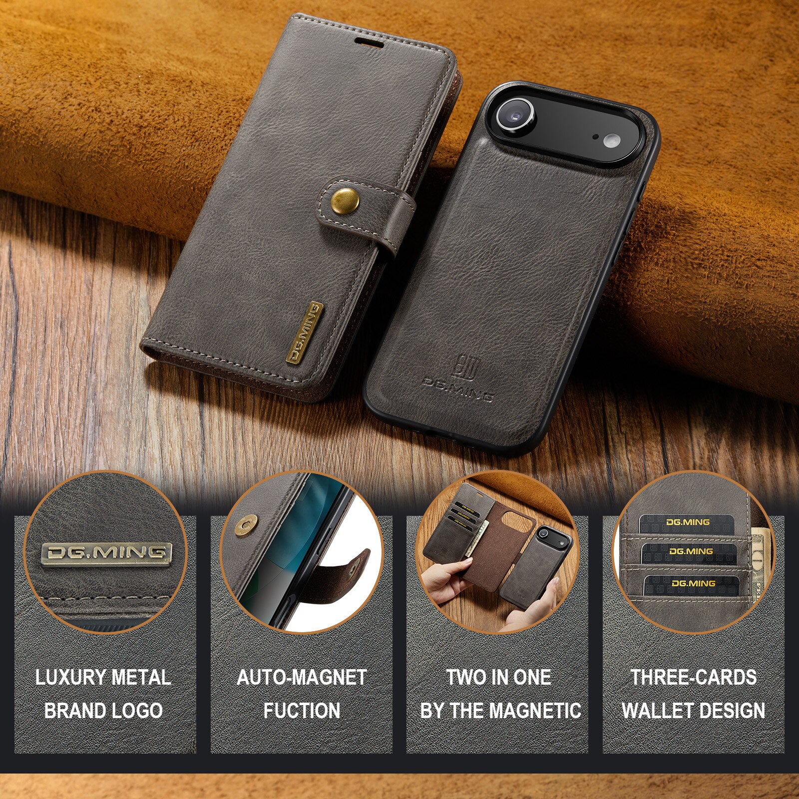 Étui portefeuille Magnet Wallet iPhone 17 Air, Brown