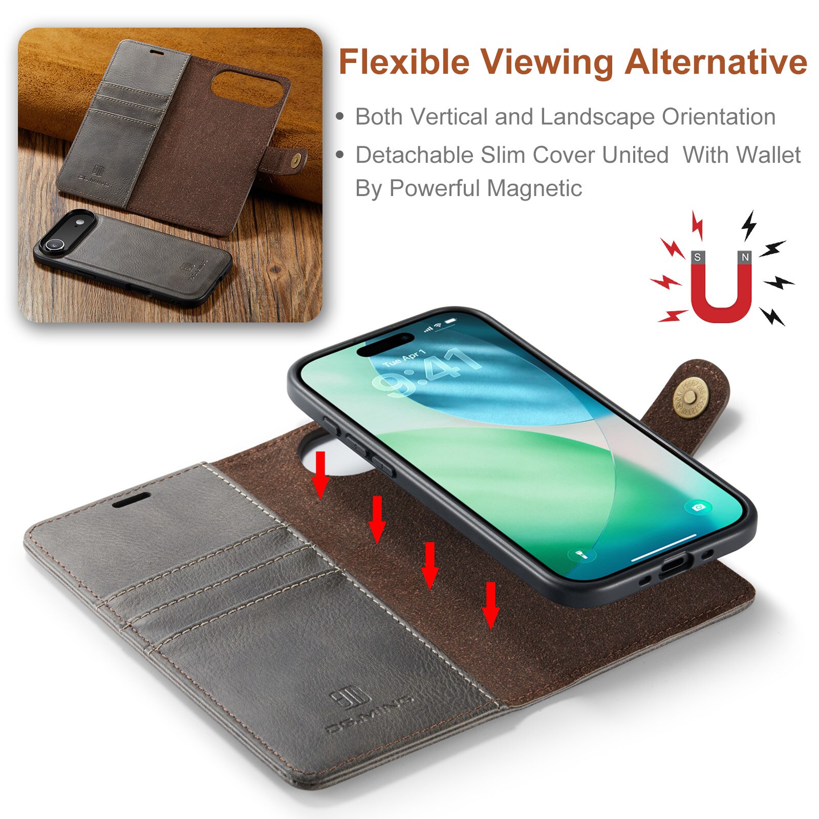 Étui portefeuille Magnet Wallet iPhone 17 Air, Brown