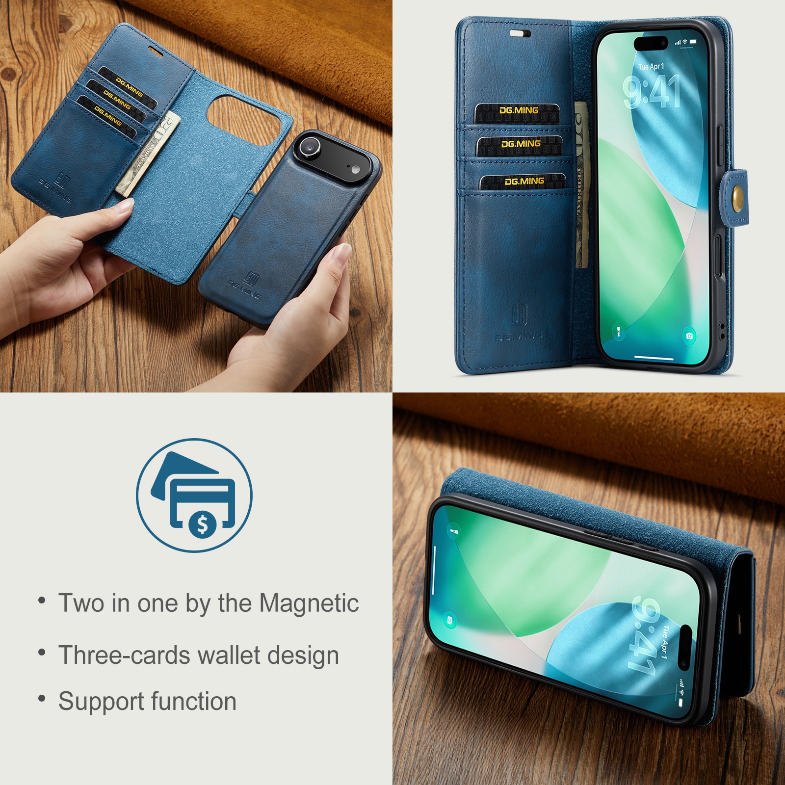 Étui portefeuille Magnet Wallet iPhone 17 Air, Blue