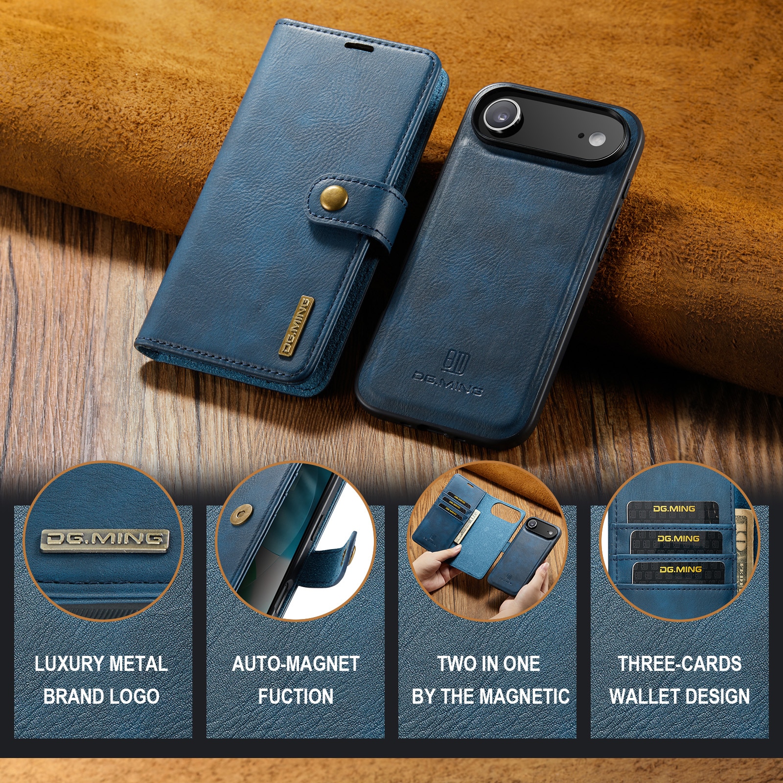 Étui portefeuille Magnet Wallet iPhone 17 Air, Blue