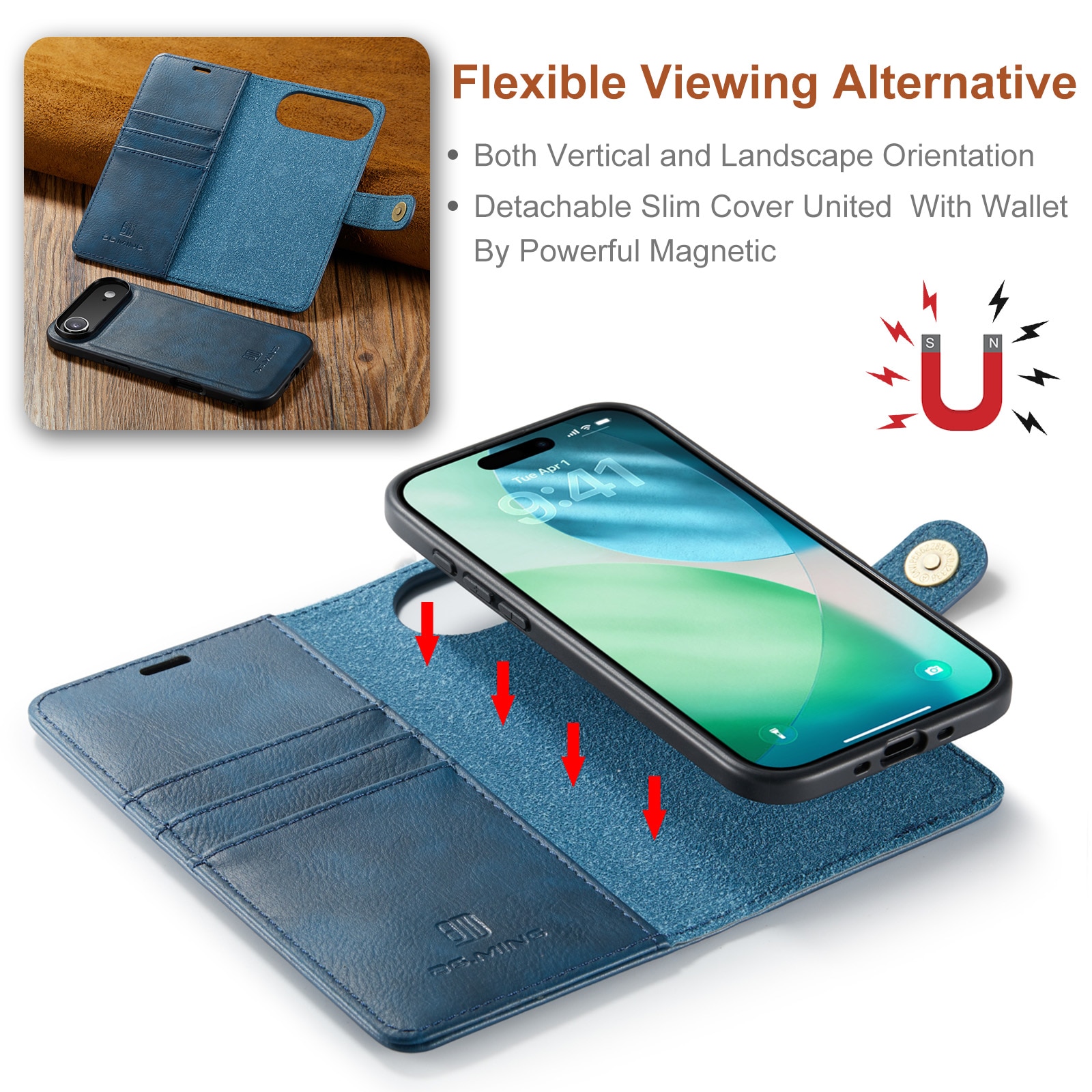 Étui portefeuille Magnet Wallet iPhone 17 Air, Blue