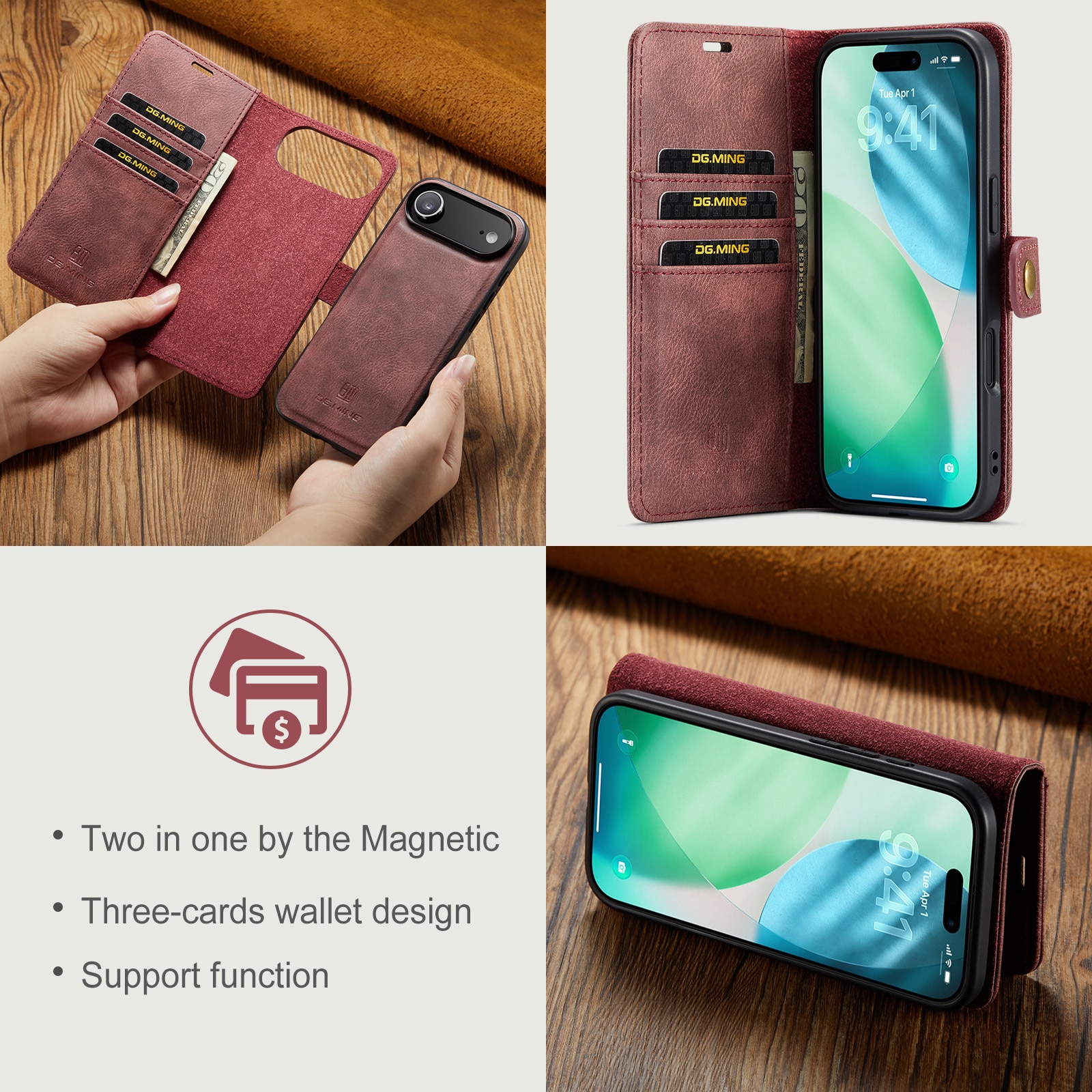 Étui portefeuille Magnet Wallet iPhone 17 Air, Red