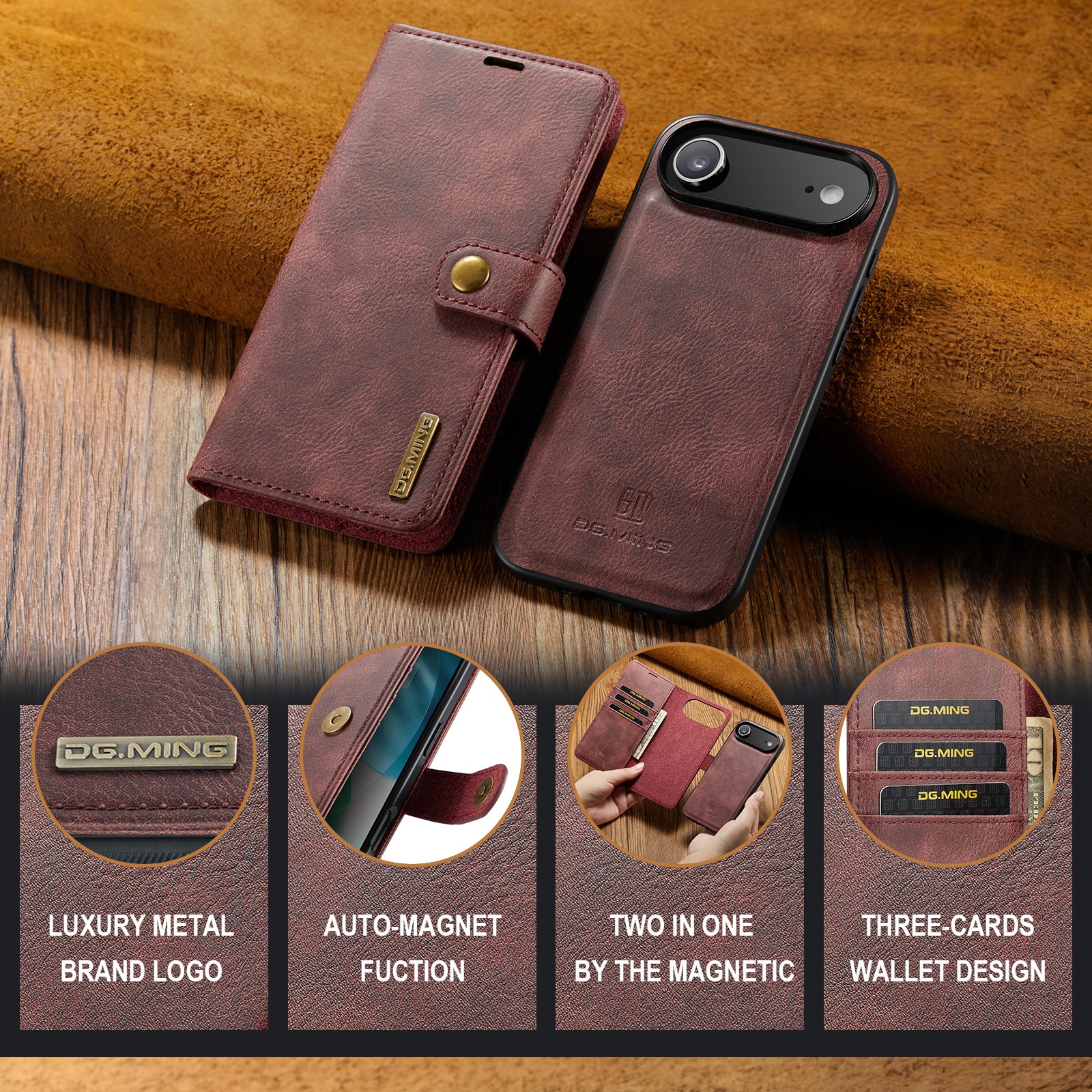Étui portefeuille Magnet Wallet iPhone 17 Air, Red