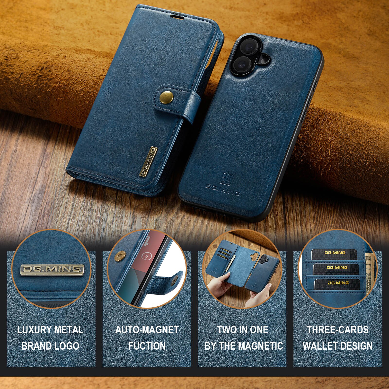 Étui portefeuille Magnet Wallet iPhone 17, Blue