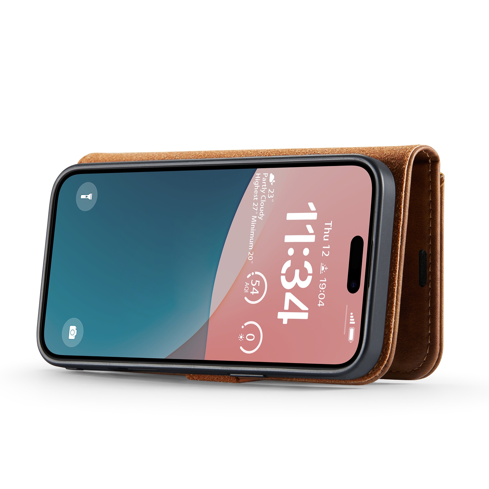 Étui portefeuille Magnet Wallet iPhone 17, Cognac