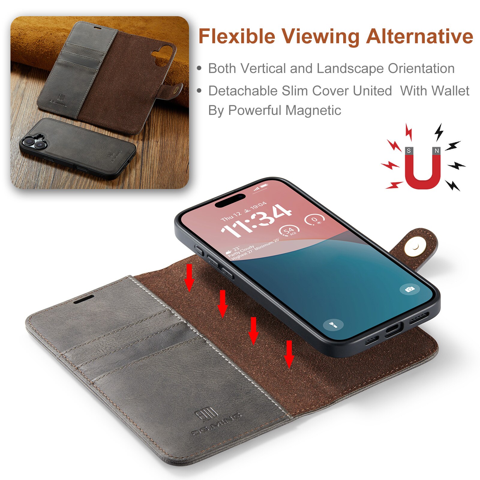 Étui portefeuille Magnet Wallet iPhone 17, Brown