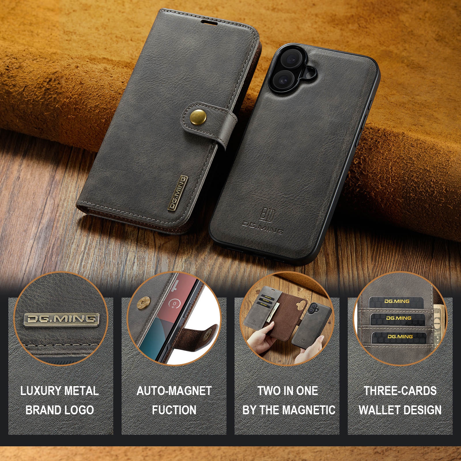 Étui portefeuille Magnet Wallet iPhone 17, Brown