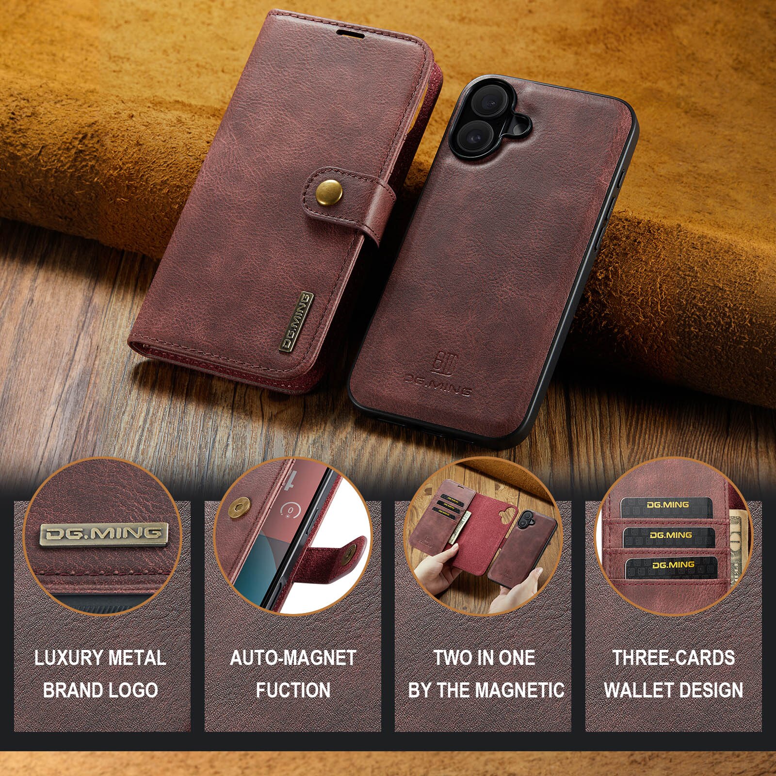 Étui portefeuille Magnet Wallet iPhone 17, Red