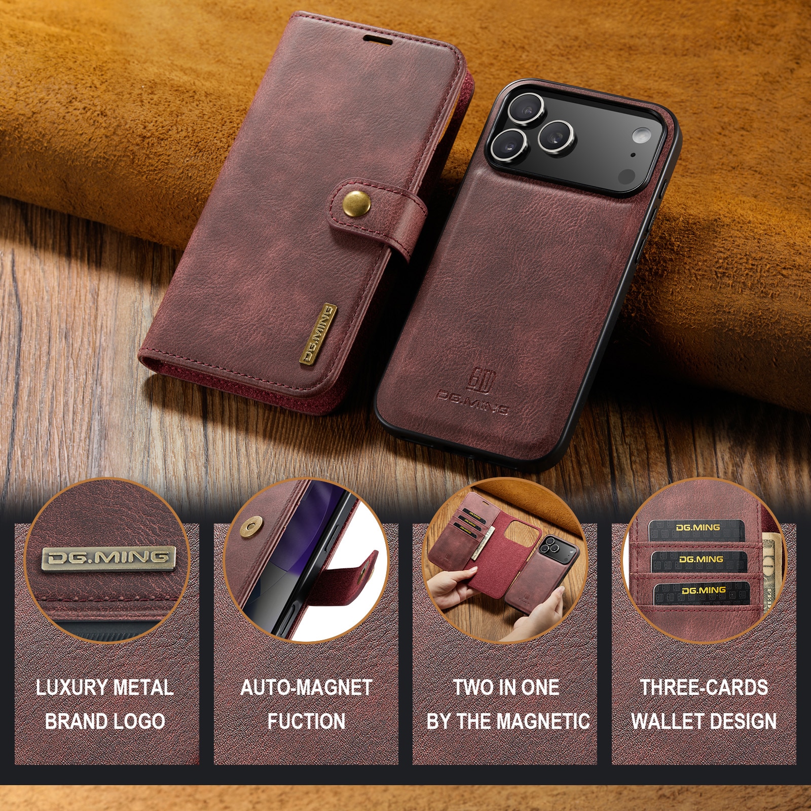 Étui portefeuille Magnet Wallet iPhone 17 Pro, Red