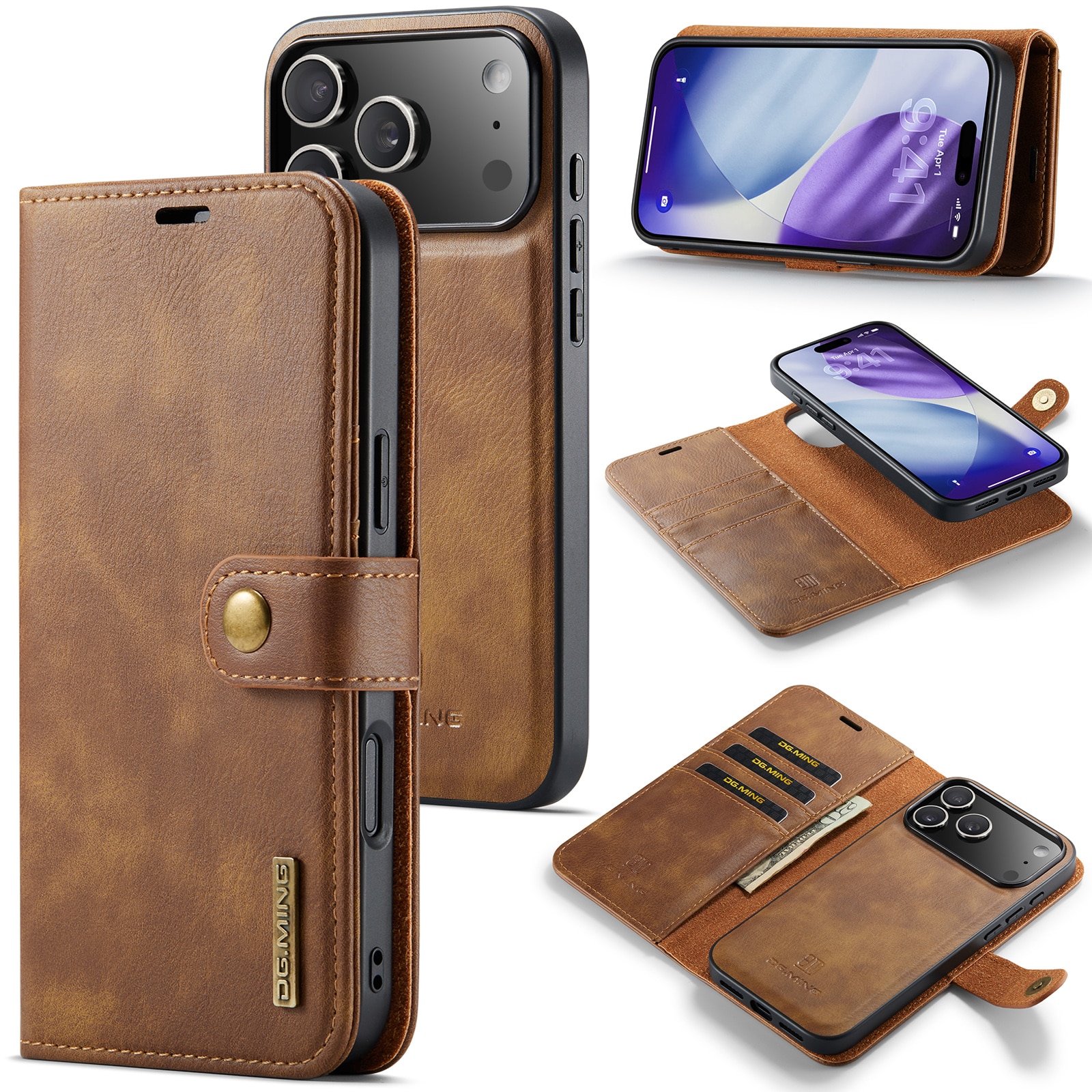 Étui portefeuille Magnet Wallet iPhone 17 Pro, Cognac