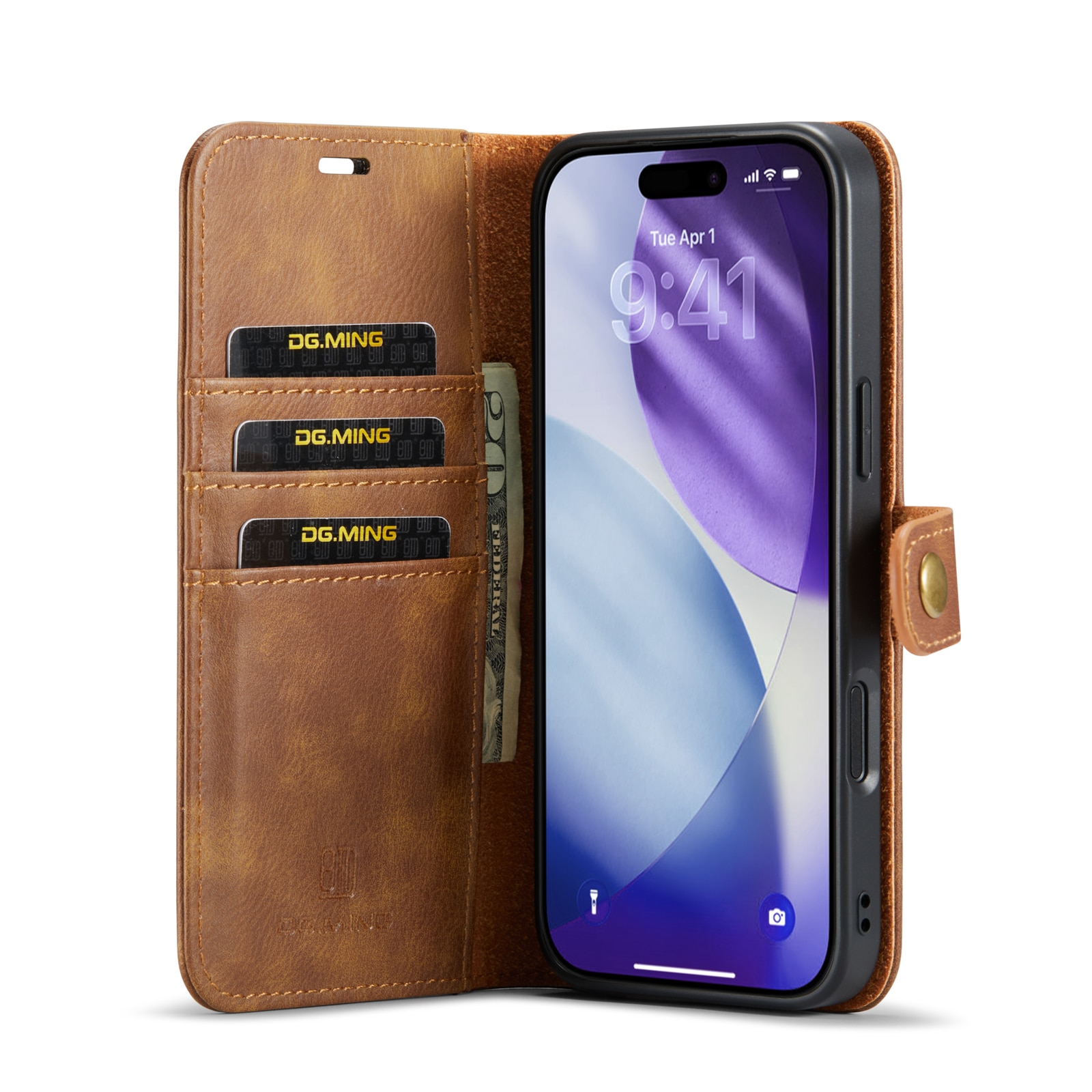 Étui portefeuille Magnet Wallet iPhone 17 Pro, Cognac