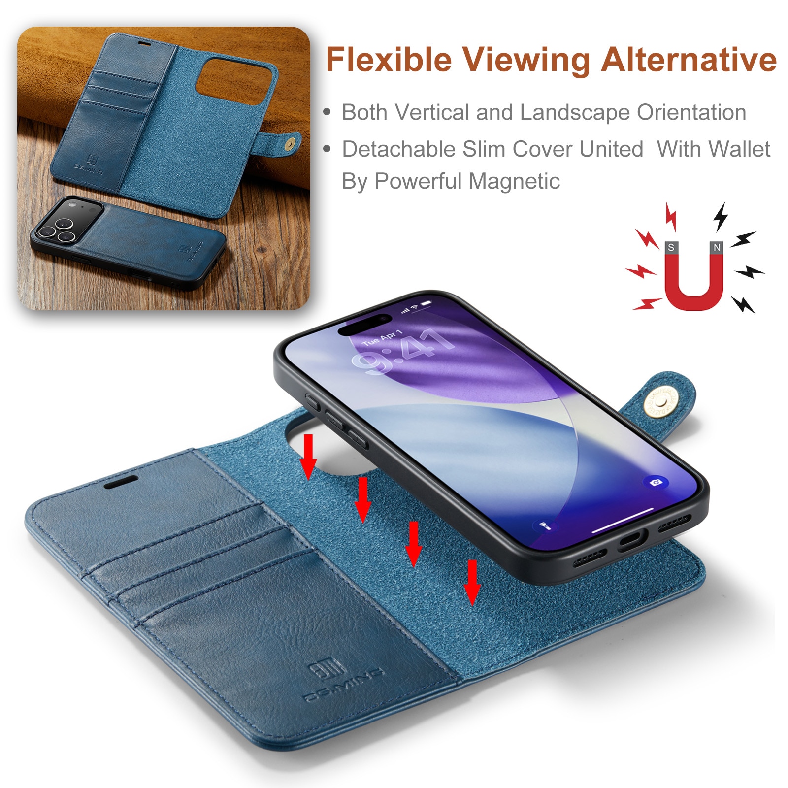 Étui portefeuille Magnet Wallet iPhone 17 Pro, Blue