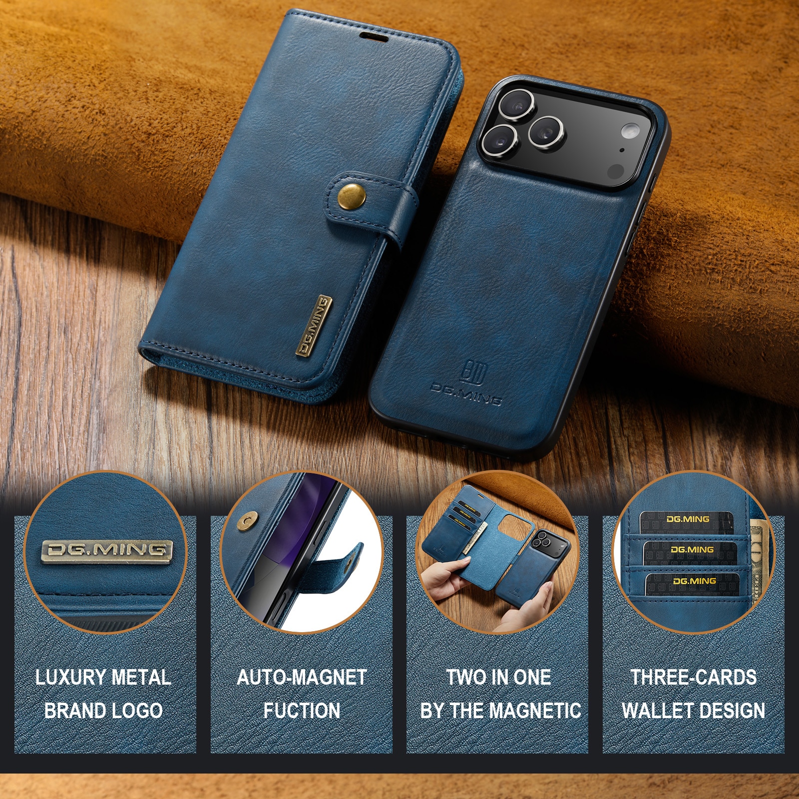 Étui portefeuille Magnet Wallet iPhone 17 Pro, Blue