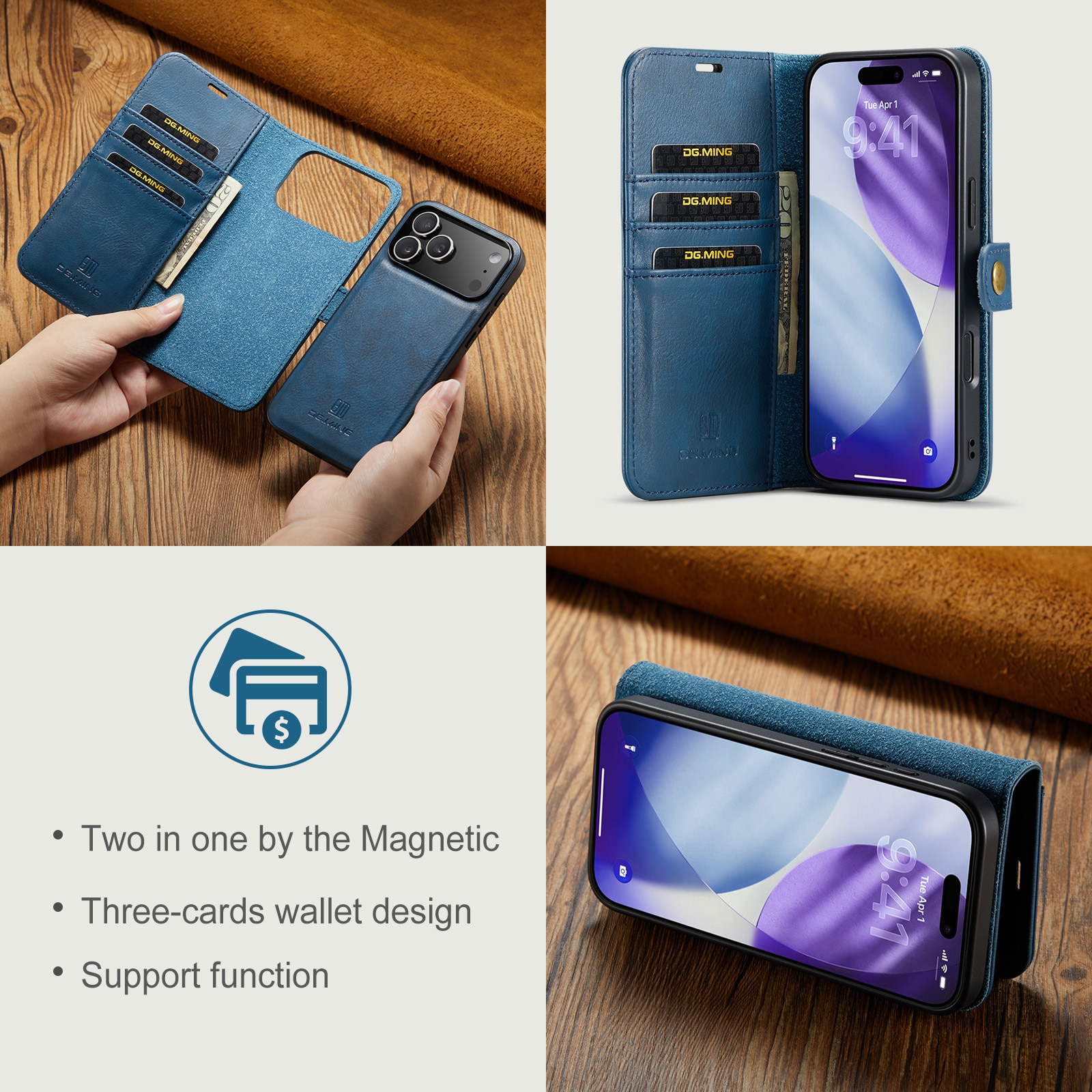 Étui portefeuille Magnet Wallet iPhone 17 Pro, Blue