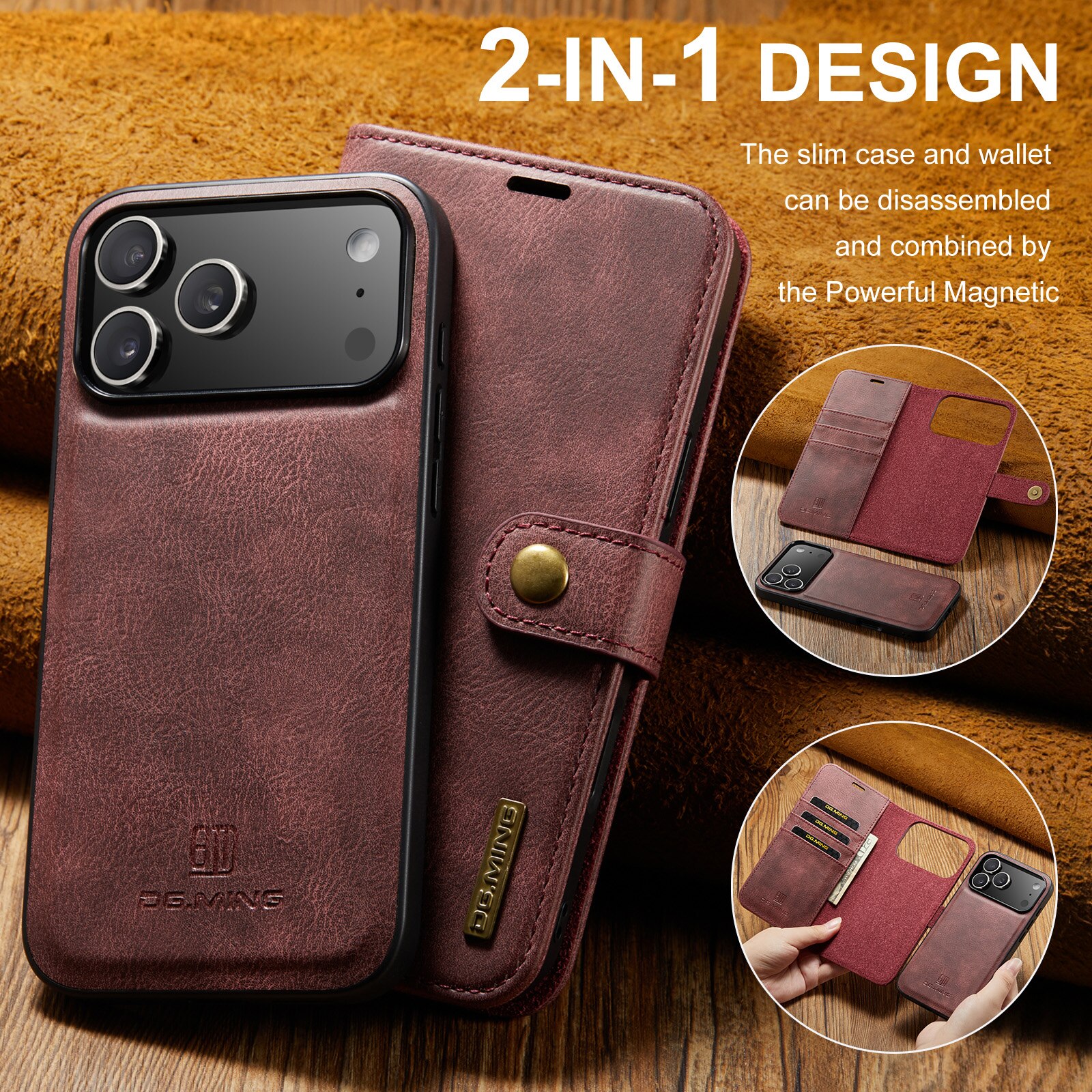 Étui portefeuille Magnet Wallet iPhone 17 Pro Max, Red