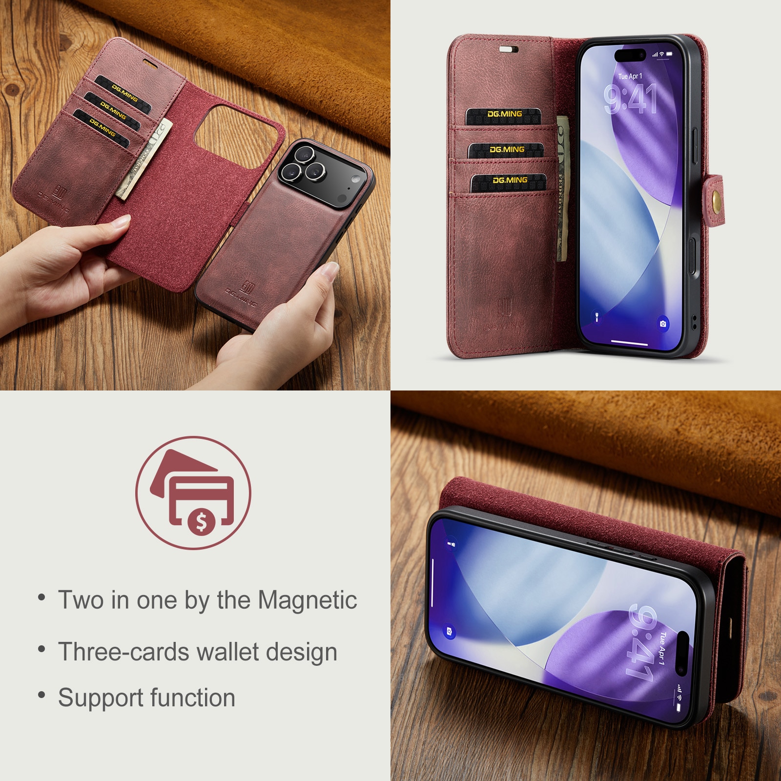 Étui portefeuille Magnet Wallet iPhone 17 Pro Max, Red