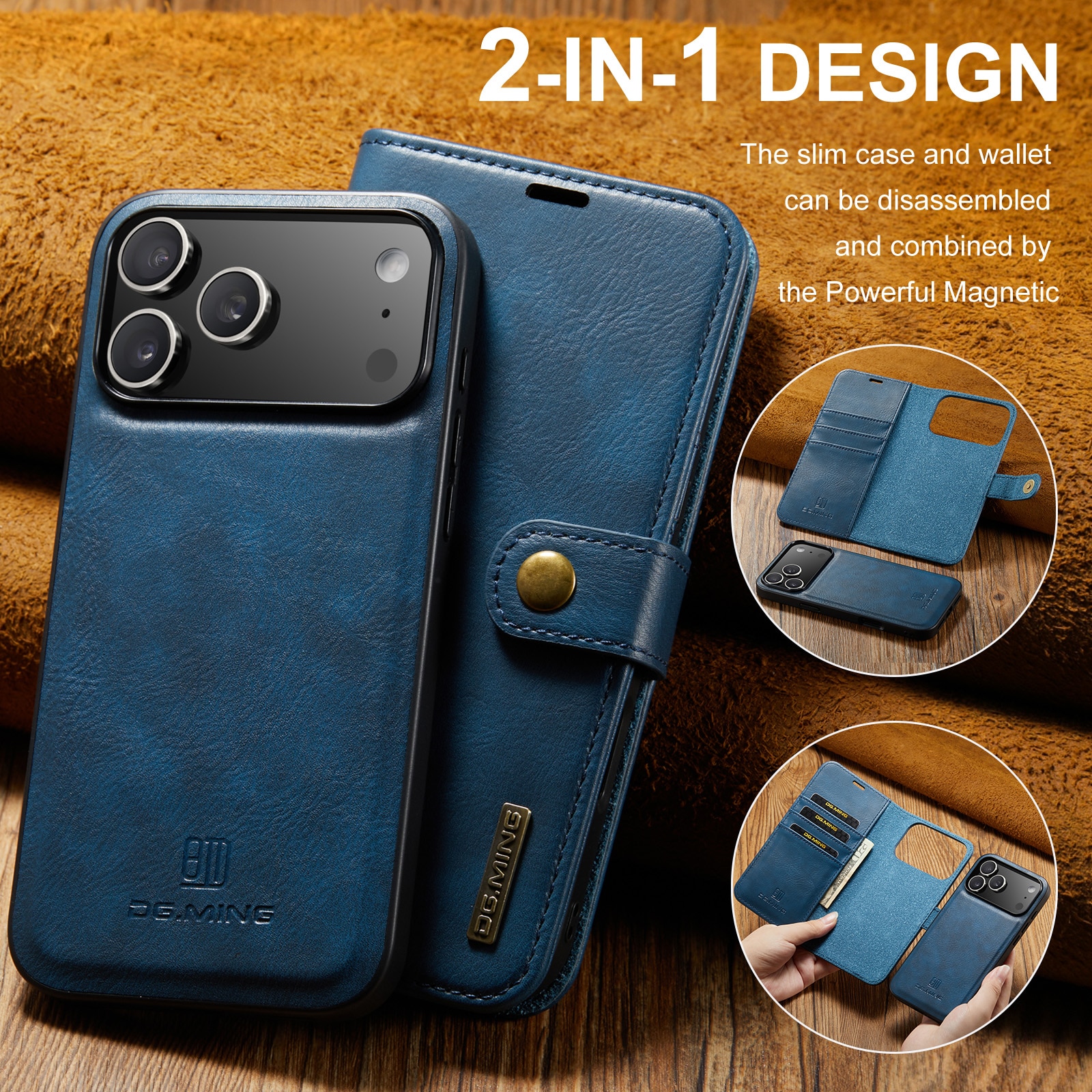 Étui portefeuille Magnet Wallet iPhone 17 Pro Max, Blue