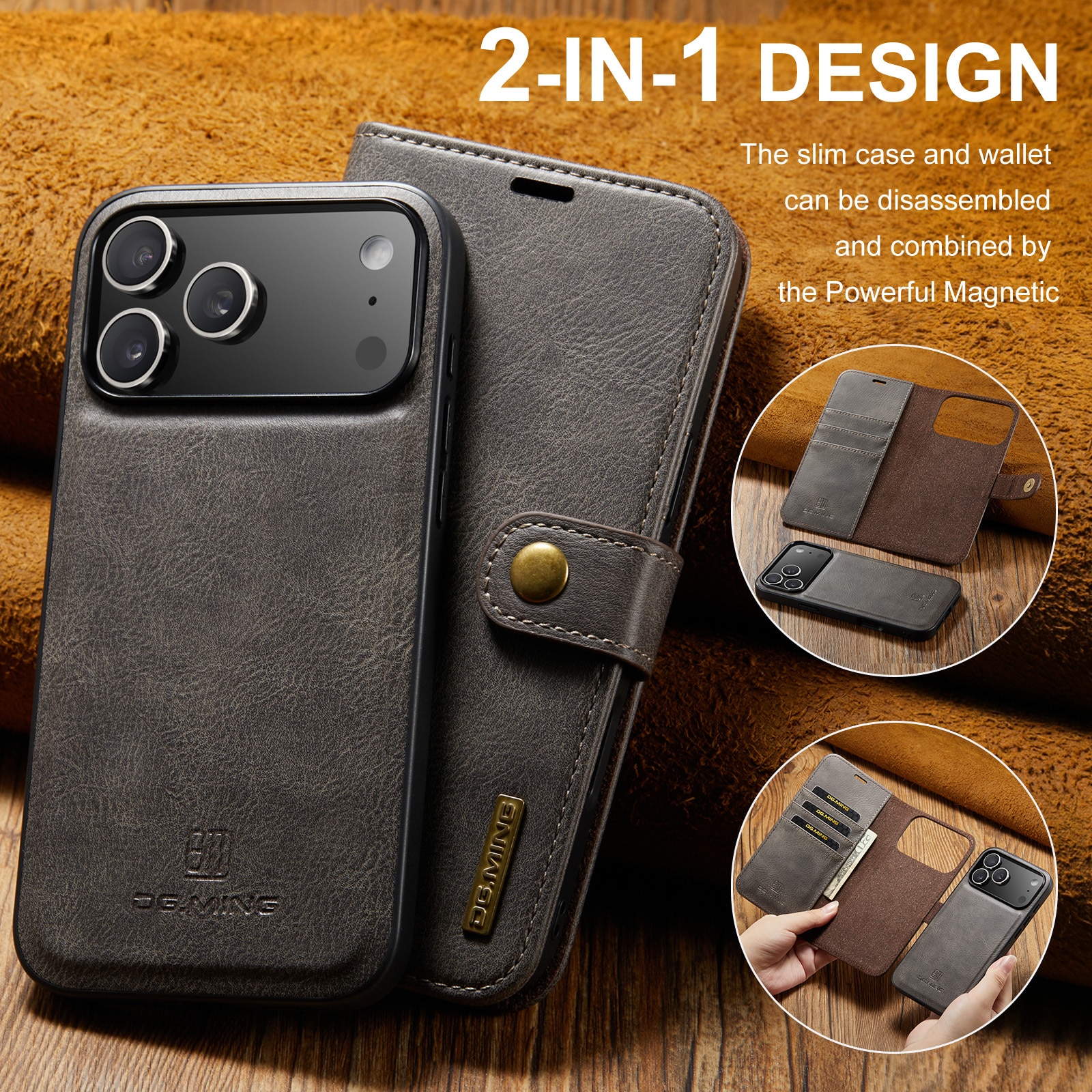 Étui portefeuille Magnet Wallet iPhone 17 Pro Max, Brown