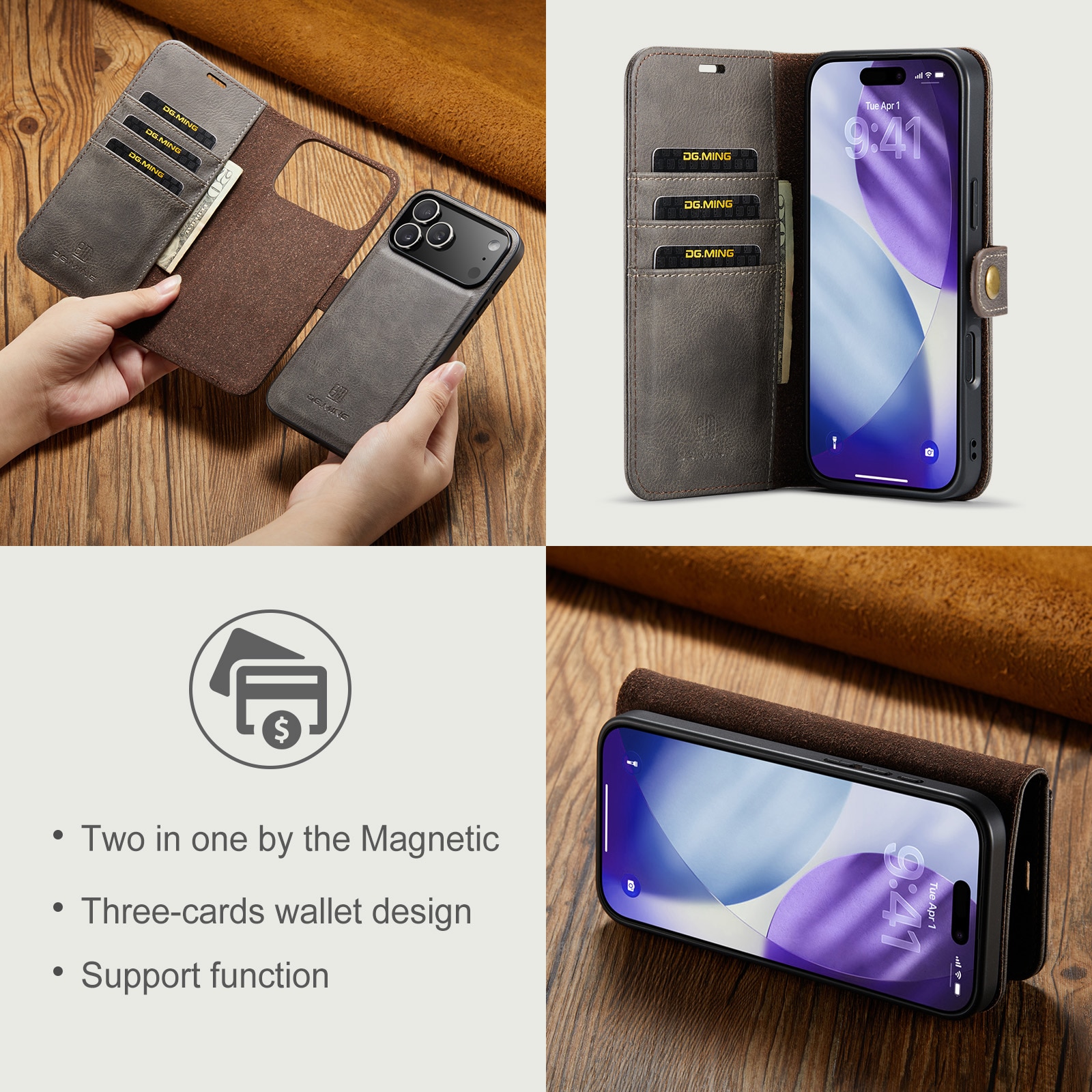 Étui portefeuille Magnet Wallet iPhone 17 Pro Max, Brown