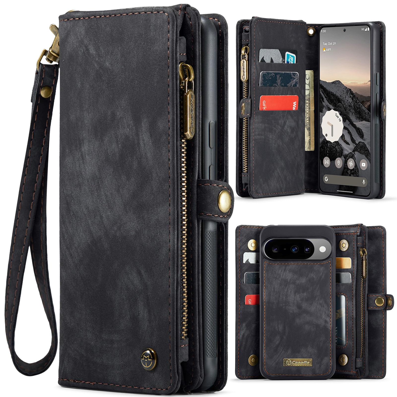 Étui portefeuille multi-cartes Google Pixel 10 Pro, Gris