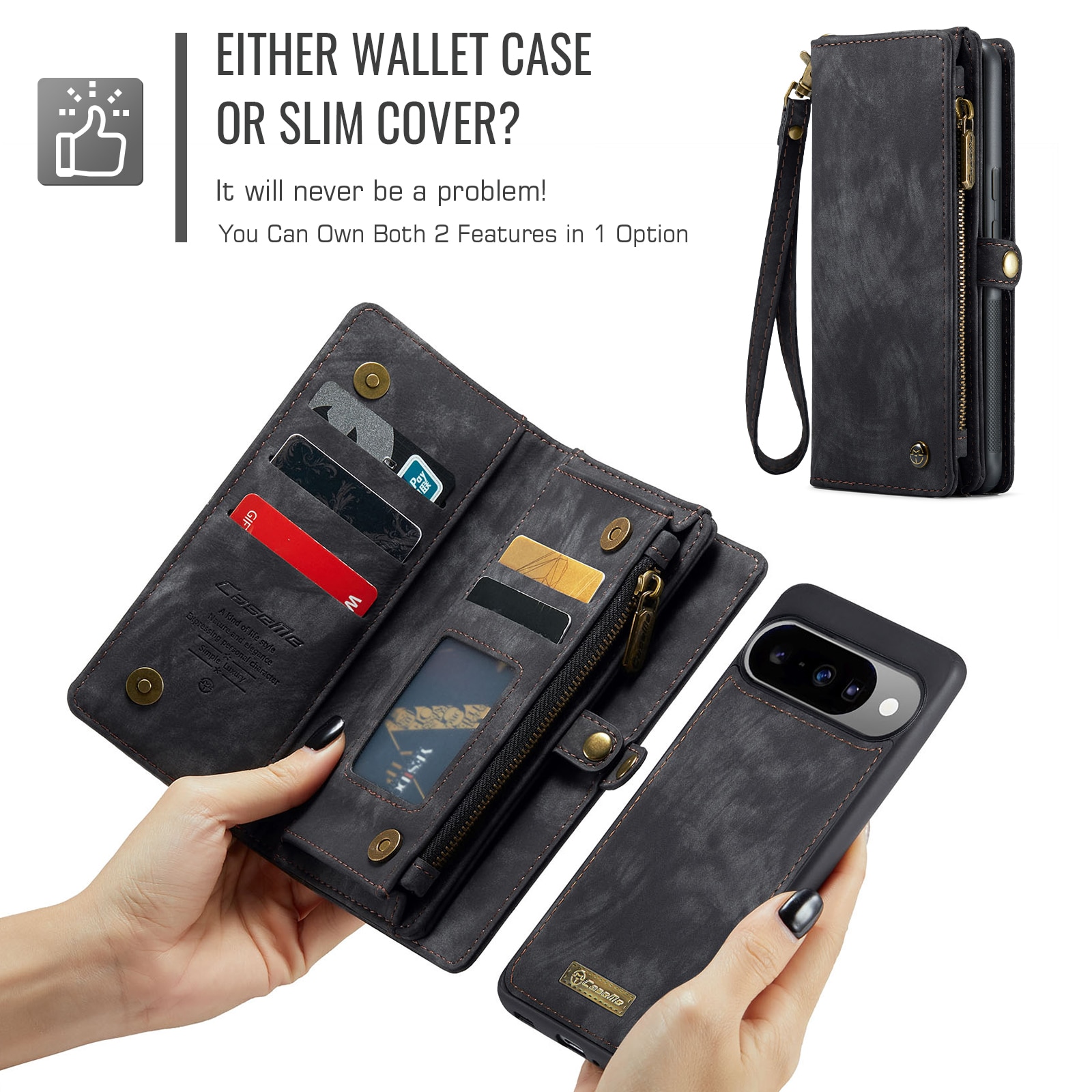 Étui portefeuille multi-cartes Google Pixel 10, Gris