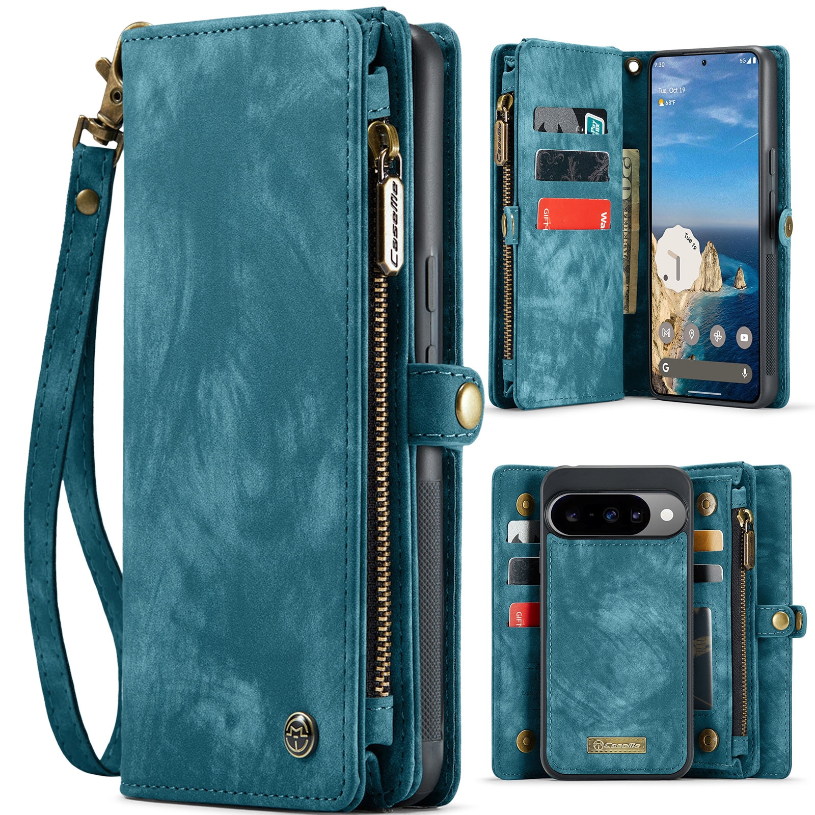 Étui portefeuille multi-cartes Google Pixel 10 Pro, Bleu