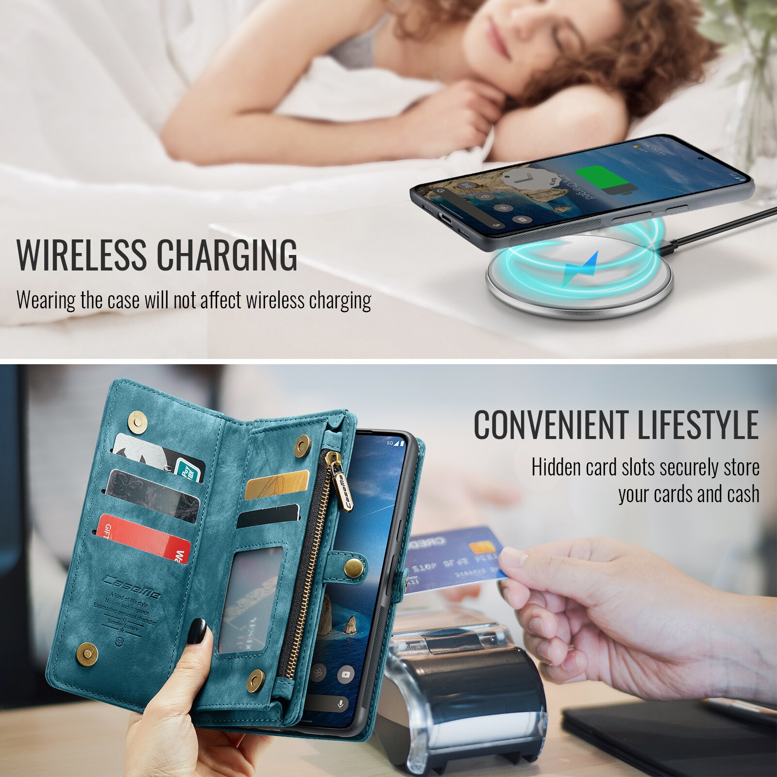 Étui portefeuille multi-cartes Google Pixel 10, Bleu