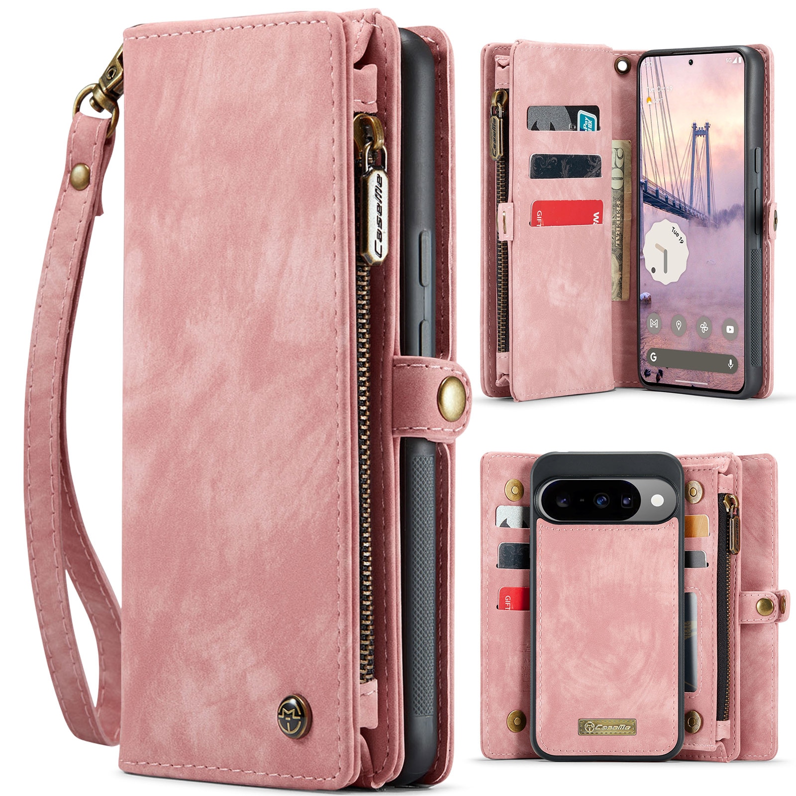 Étui portefeuille multi-cartes Google Pixel 10 Pro, Rose