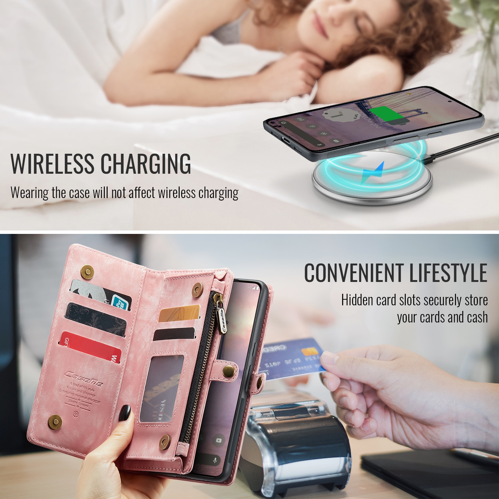 Étui portefeuille multi-cartes Google Pixel 10, Rose
