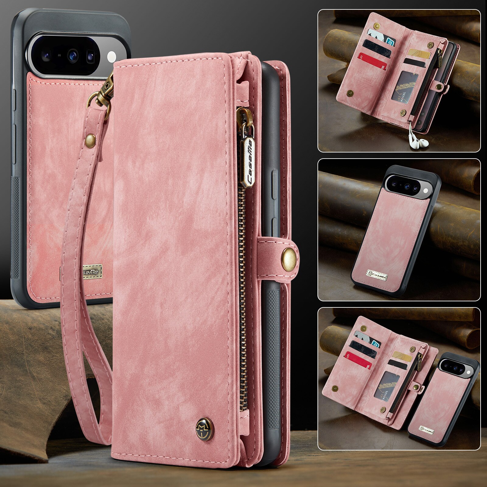 Étui portefeuille multi-cartes Google Pixel 10, Rose