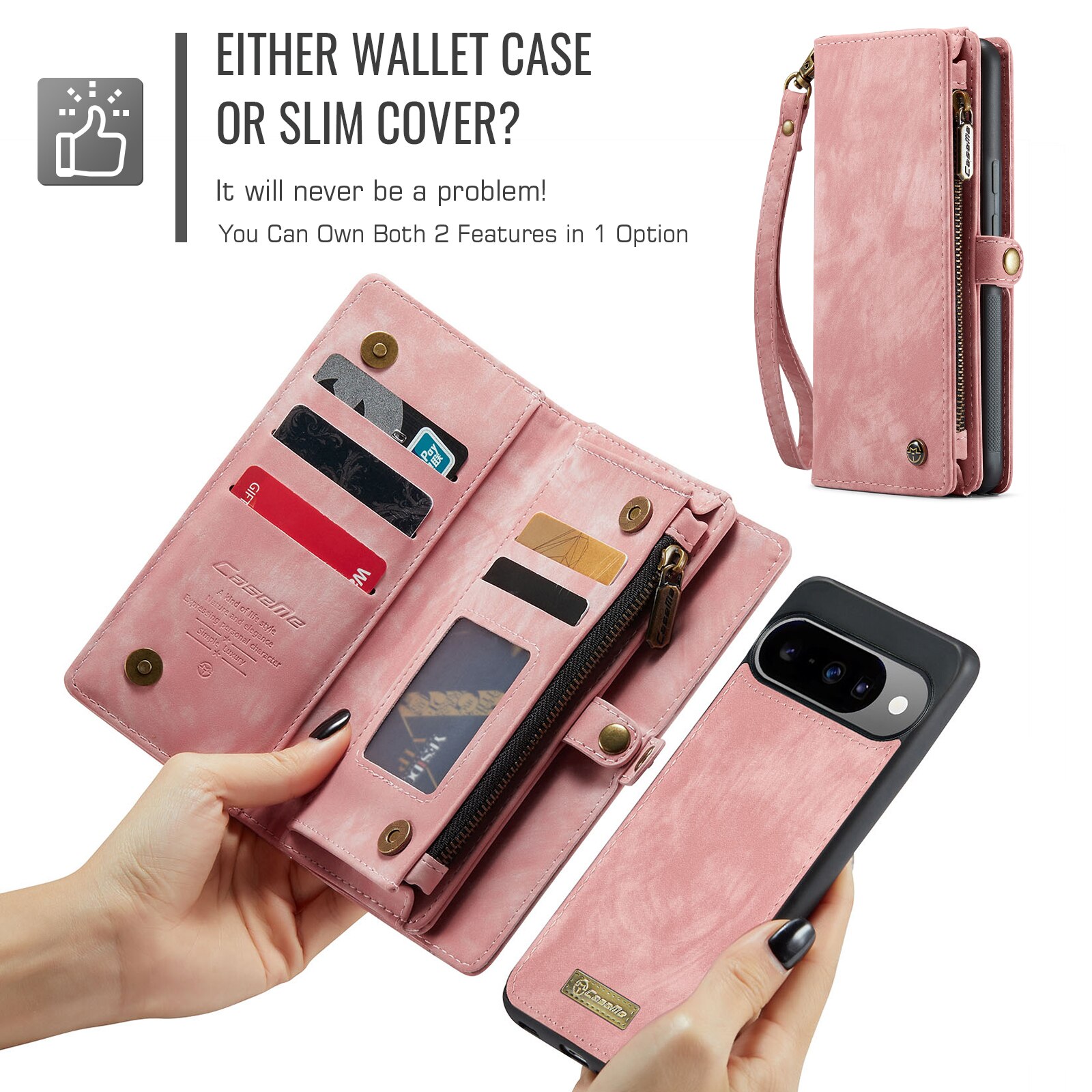 Étui portefeuille multi-cartes Google Pixel 10, Rose