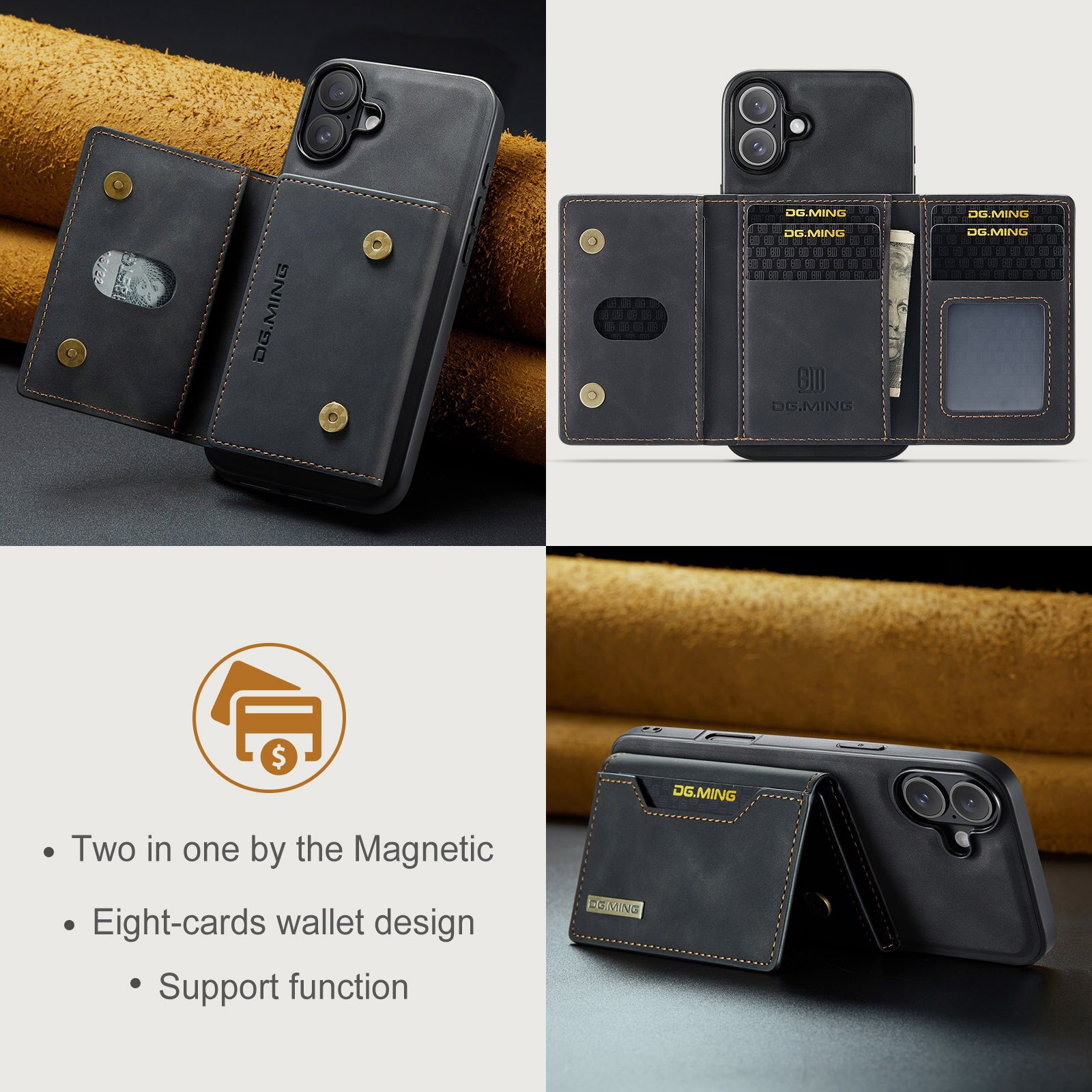 Coque Magnetic Card Slot iPhone 17, Noir