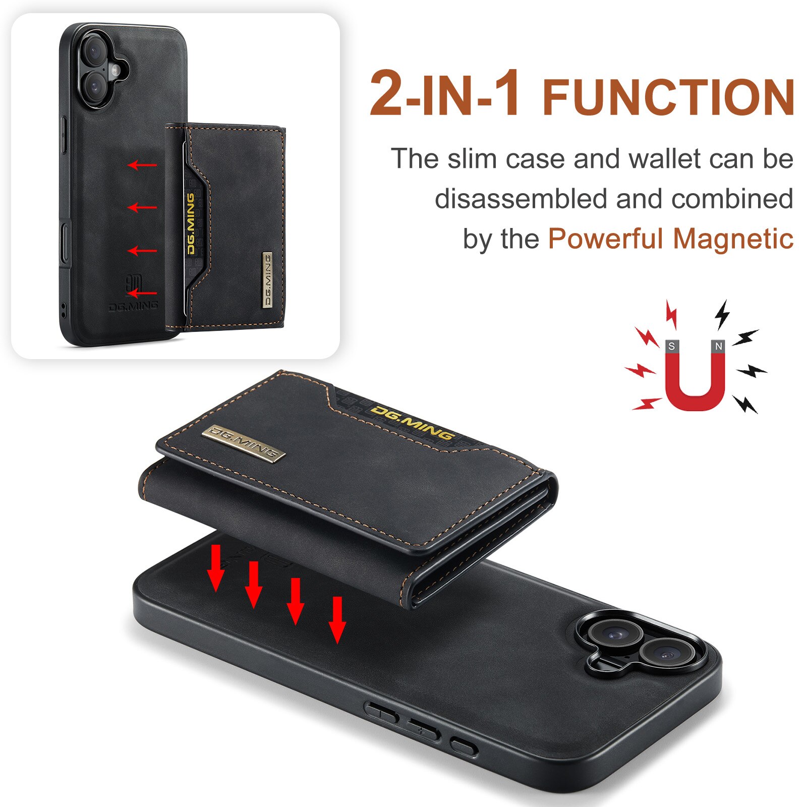 Coque Magnetic Card Slot iPhone 17, Noir