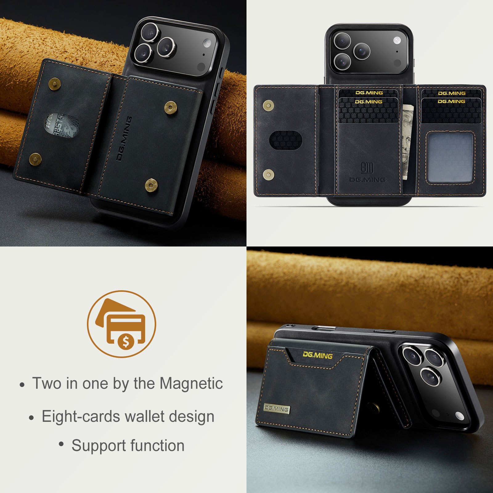 Coque Magnetic Card Slot iPhone 17 Pro, Noir
