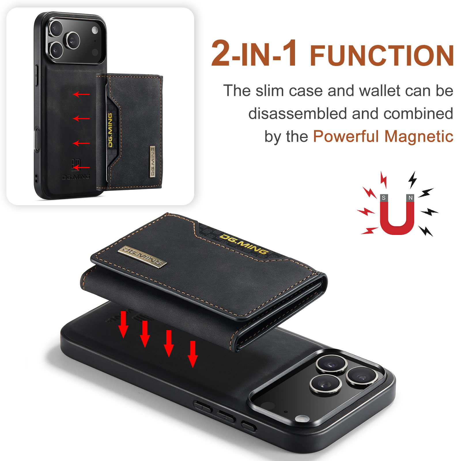 Coque Magnetic Card Slot iPhone 17 Pro Max, Noir