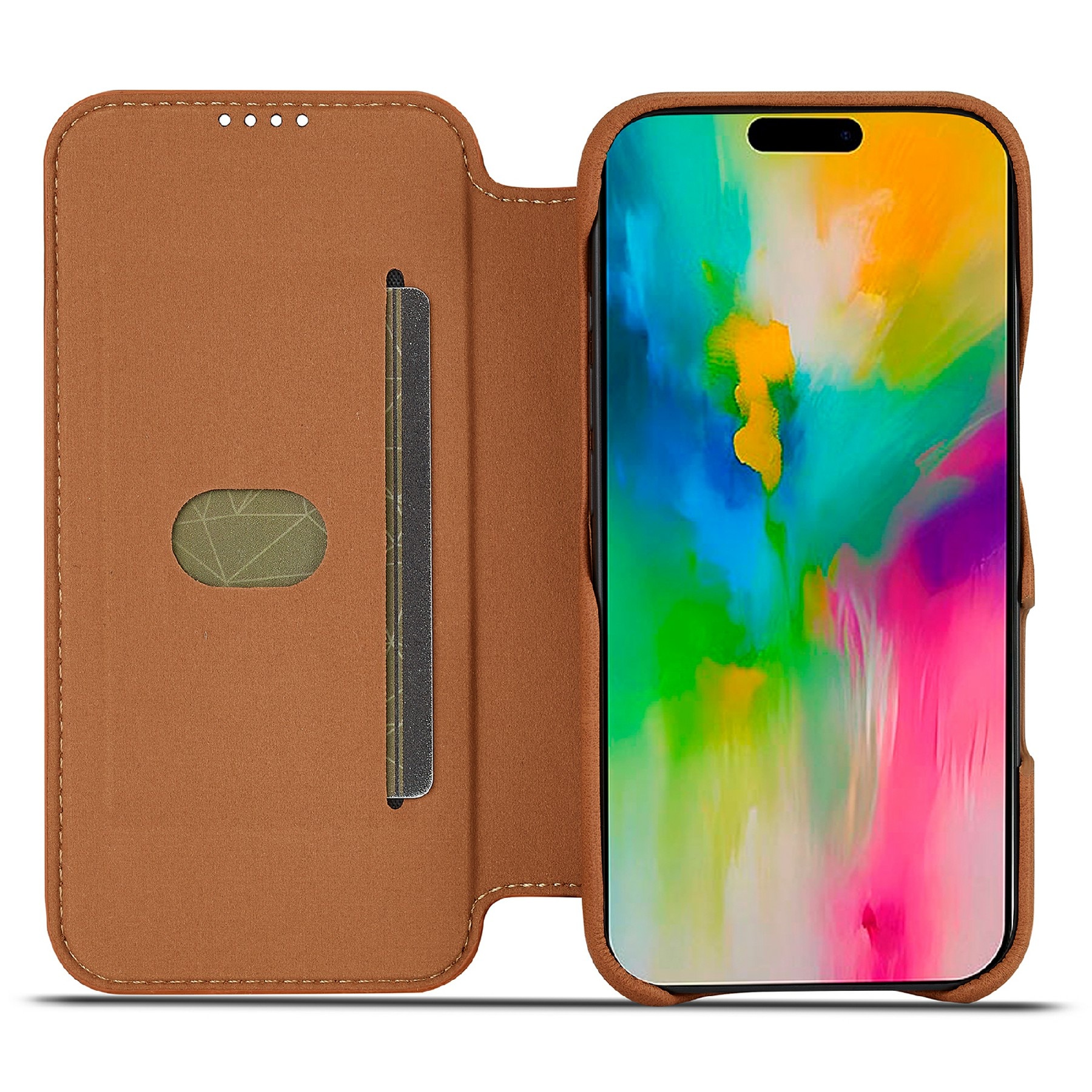 Étui portefeuille mince iPhone 17, Cognac